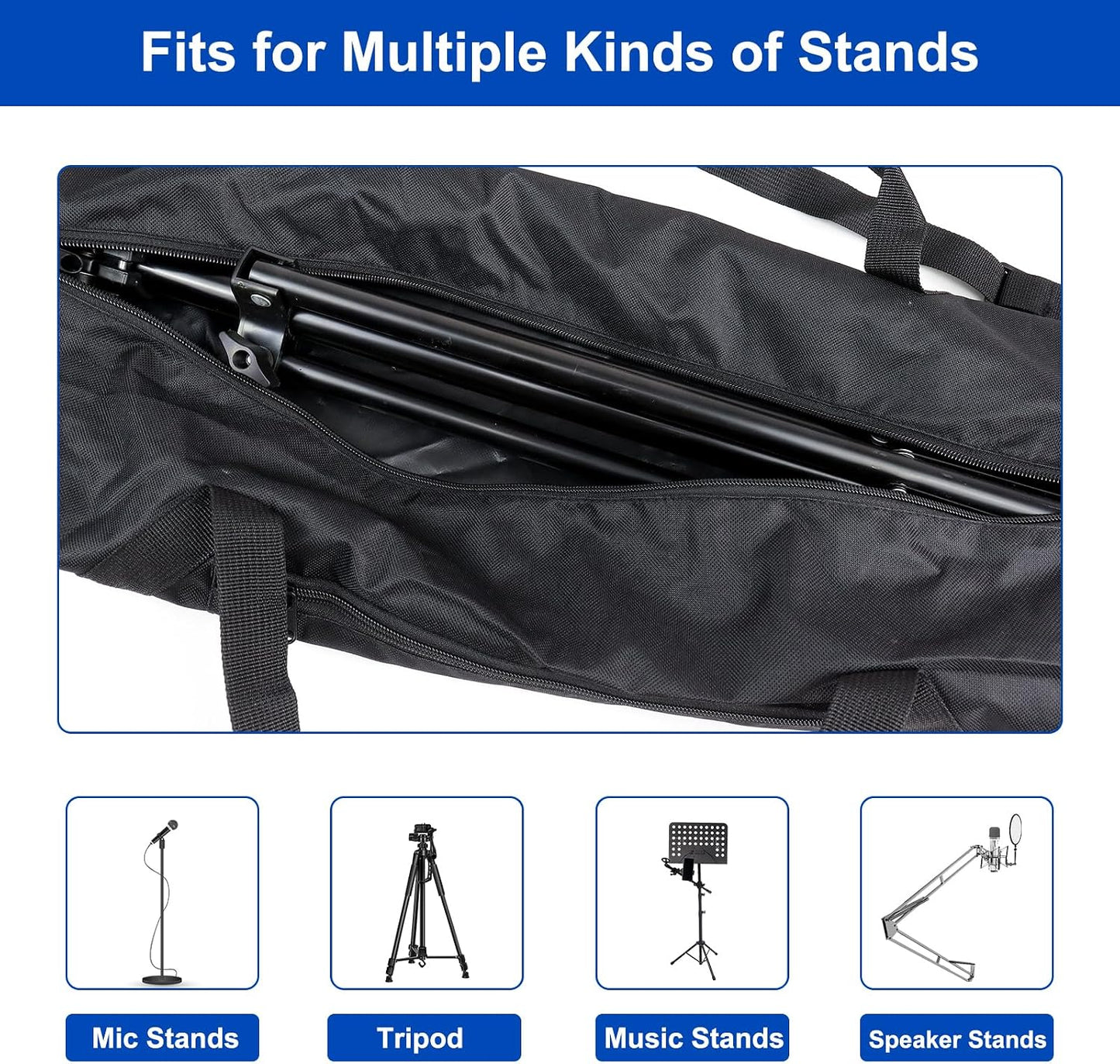 36 Inch 600D Tripod Carrying Case - Oxford Tripod Bag with Shoulder Straps and Dual Handles Full Zippers for Lights