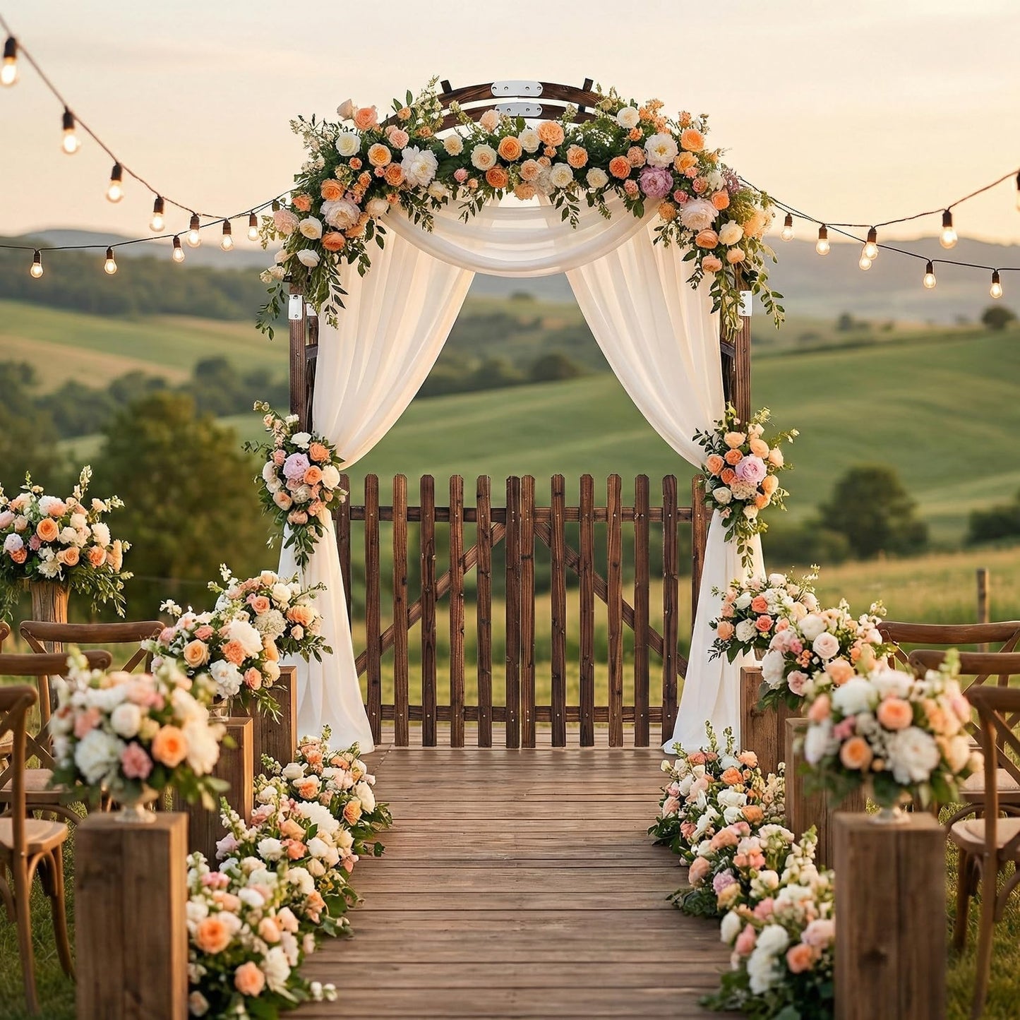 VINGLI Wooden Garden Arbor, Heavy Duty Outdoor Frame Trellis with Gate for Ceremony, Wood Trellis Garden Arch Pergola for Plant Climbing, Patio, Lawn, Wedding