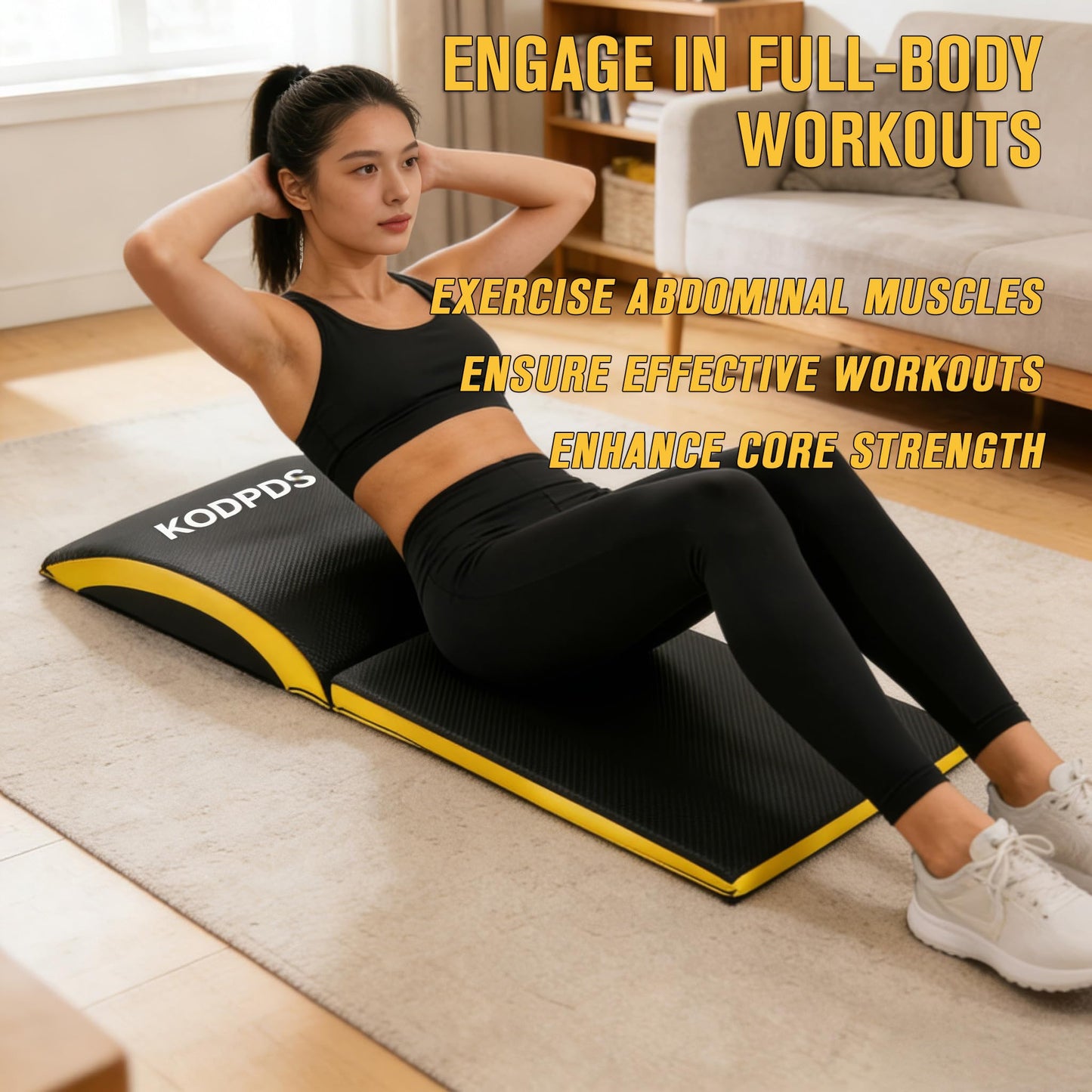 Ab Exercise Mat - Sit Up Pad - Ab Workout Pad for Sit Up, Core Training, Total Body Workout, Full Range of Motion Ab Workouts, Foldable Double Thick Situps Pad