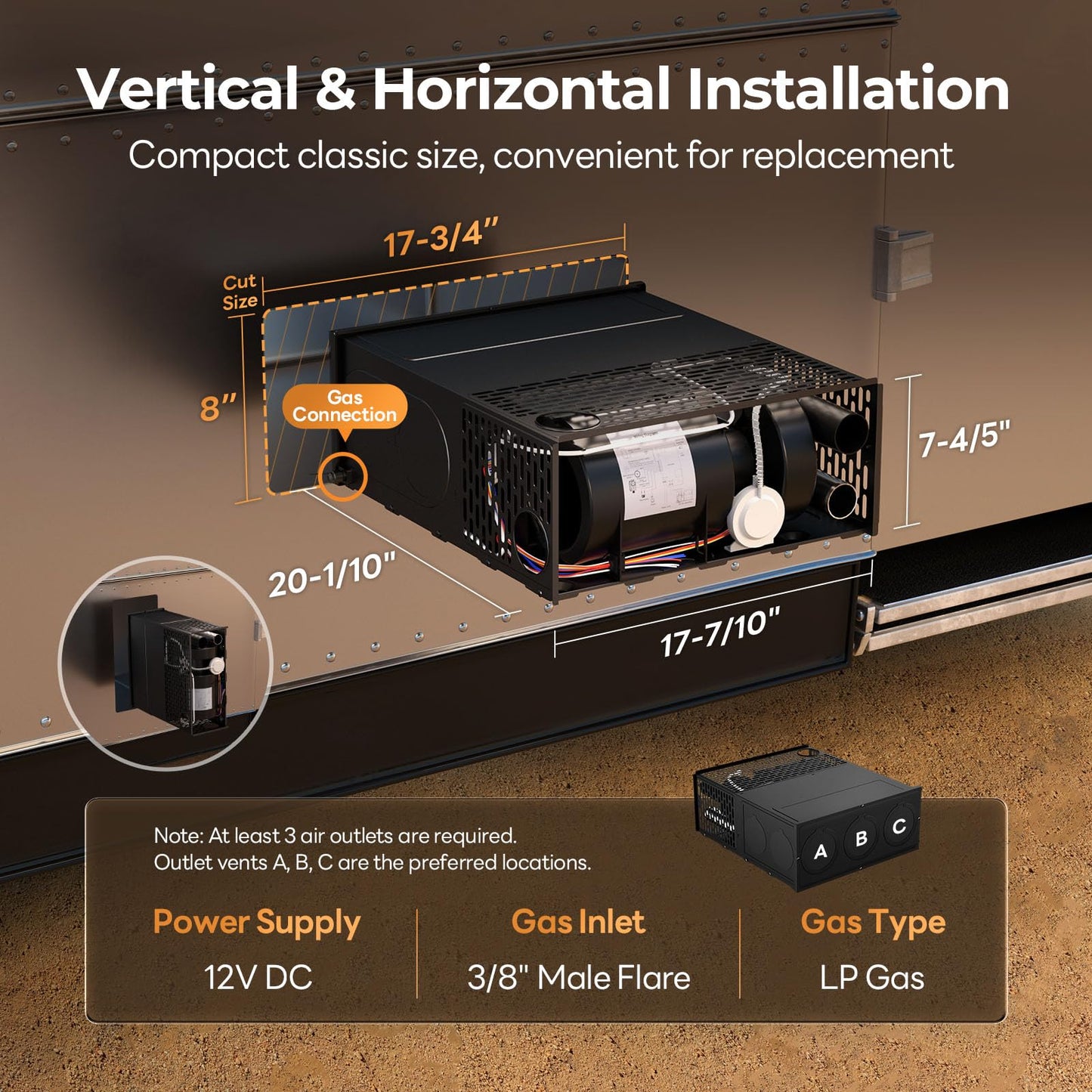 FOGATTI RV Furnace 30,000 BTU - Powerful Heating - High-Efficiency Propane Heater, Easy Installation & Universal Fit for RVs, Campers, Trailers