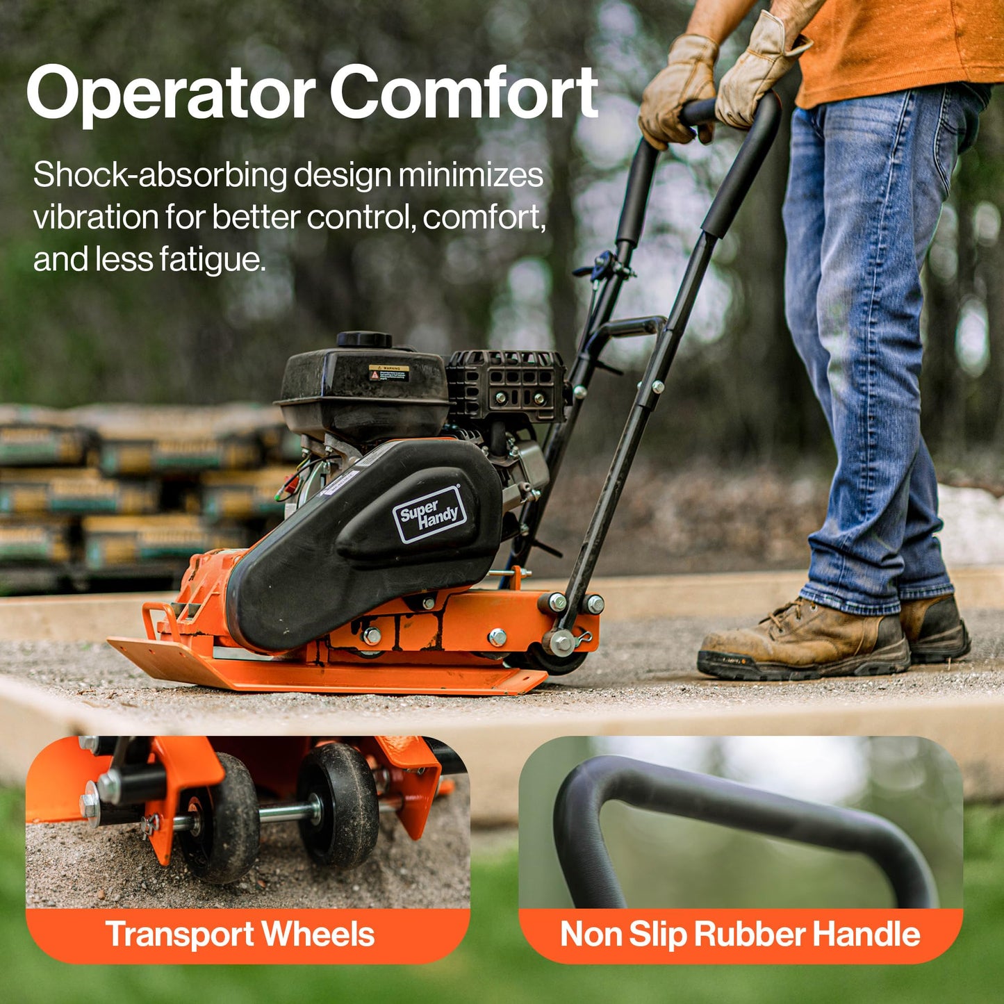 SuperHandy Plate Compactor with 7HP Gas Engine – 4200 lbs Force, 20 x 15 in. Steel Plate, 12 in. Depth Tamper for Soil, Gravel, Asphalt, Landscaping, Sidewalks, Patios (GUO118 (2024))