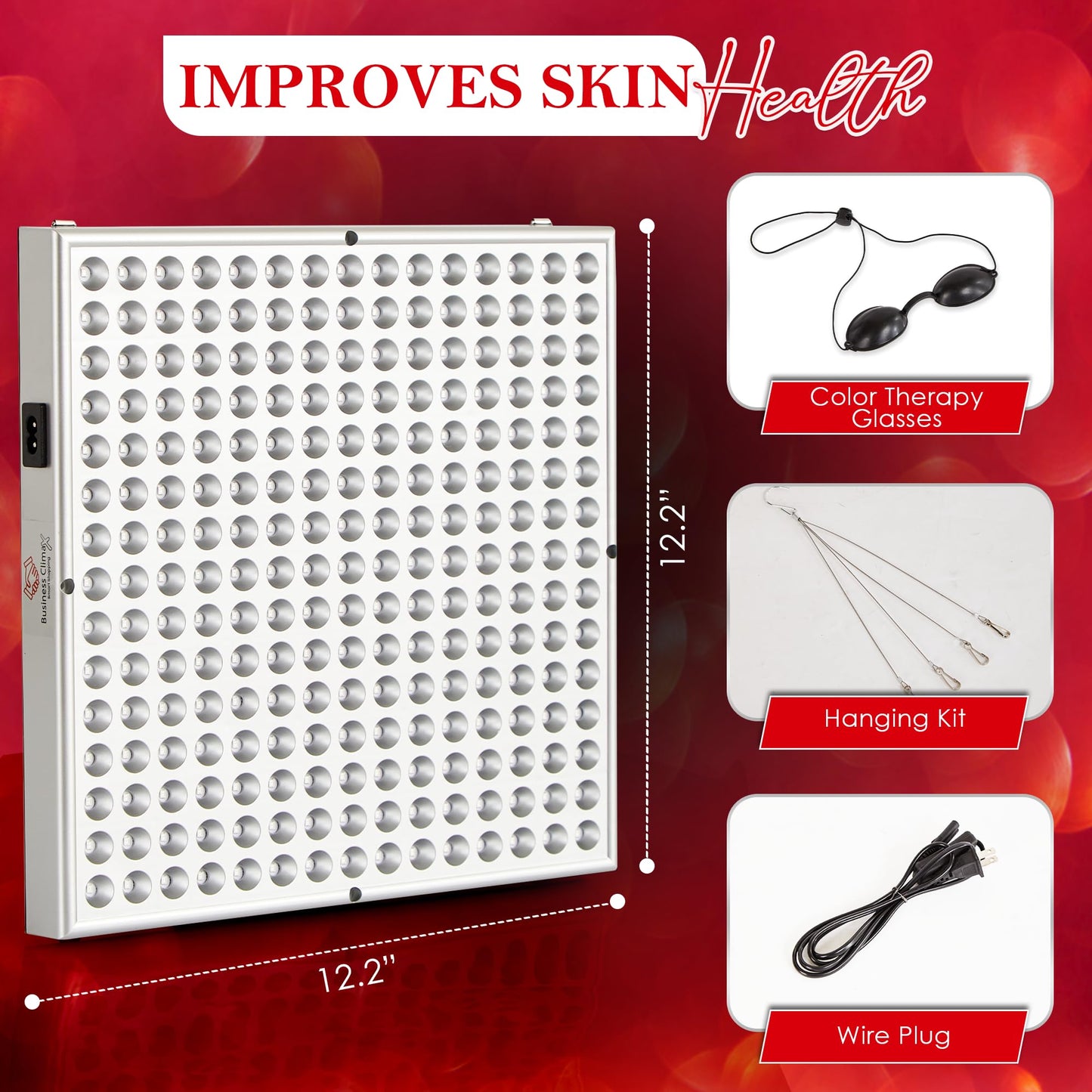 Red Light Therapy Panel for Face & Body – 45W 660nm Deep Red & 850nm Near Infrared Light Therapy Device – Skin Care, Pain Relief, Muscle Recovery & Hair Growth – Adjustable Hanger