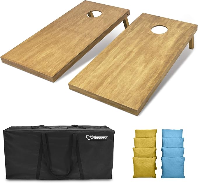 GoSports 4 ft x 2 ft Regulation Size Wooden Cornhole Boards Set - Includes Carrying Case - Full Regulation Size Bean Bag Toss Boards