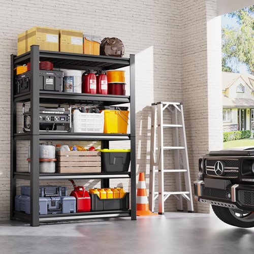 **Regine Switzerland Heavy Duty Garage Shelving - Adjustable 5-Tier Metal Storage Unit | 3500 lbs Capacity, 72"x59"x20"**