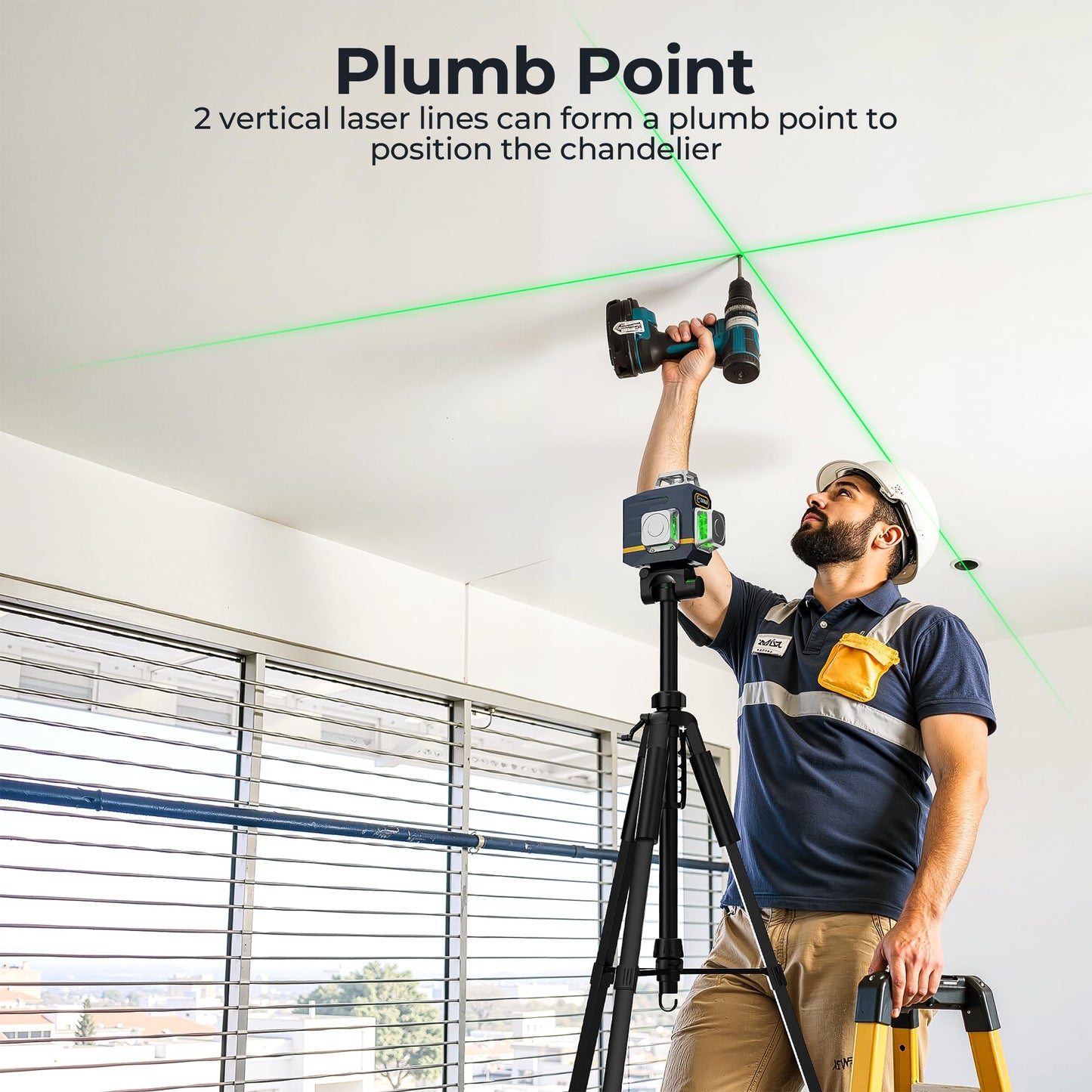 CIGMAN Laser Level Self Leveling 3x360° 3D Green Cross Line for Construction and Picture Hanging, Rechargeable battery, Remote Controller, Magnetic Rotating Stand Included