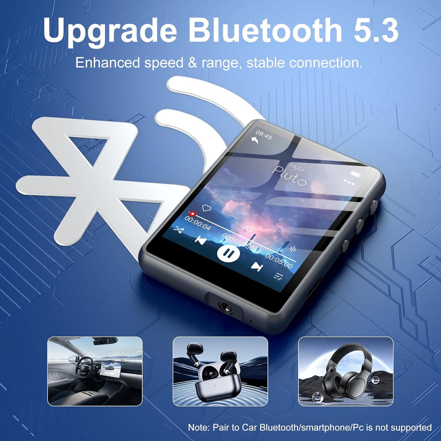 SWOFY 128GB MP3 5.4, M4 2.4" Player with Bluetooth Music Player with Touch Screen, Portable HiFi Lossless Sound with FM