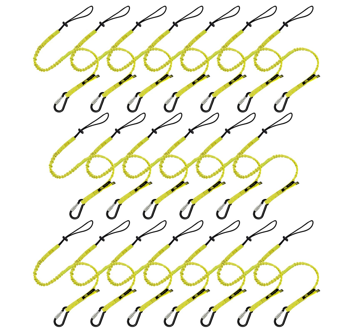 BearTOOLS Tool Lanyard with Buckle Strap – Clip Bungee Cord – Heavy Duty Screw Locking Connector – Fall Protection and Safety – Adjustable Loop End – Tough Tether – Construction - 09220YS (20 Pack)