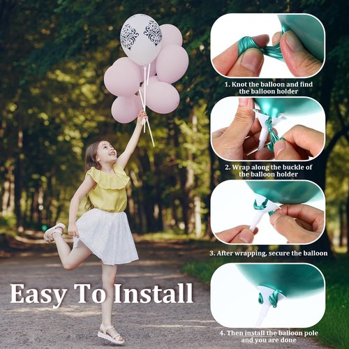 JJUNW 20 Pcs Balloon Sticks, White, Long Plastic Balloon Sticks With Bases, Balloon Holder Sticks Balloon Weights for Tying Balloon Arch, General Celebration, Unisex-Kids & Adults