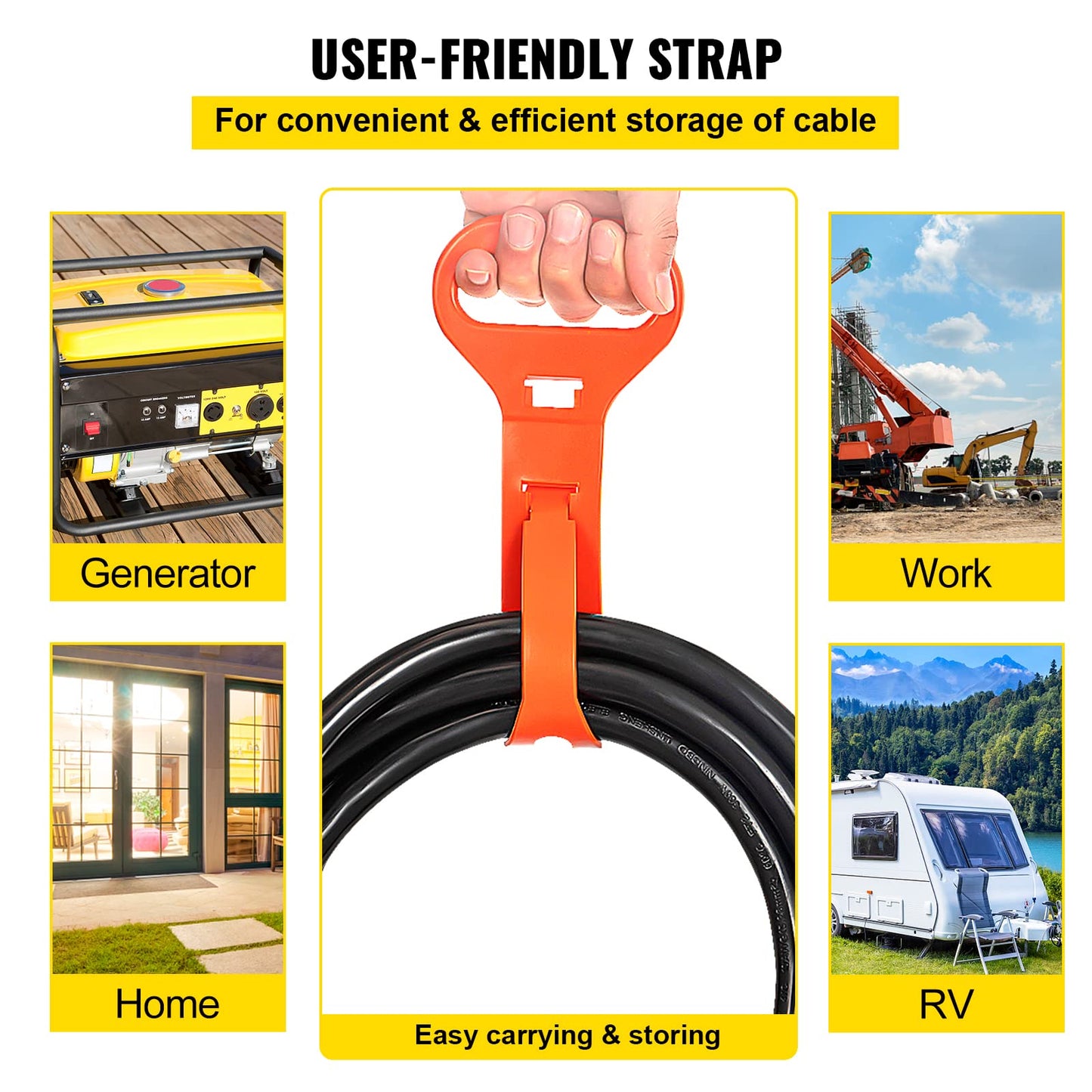VEVOR 50FT Welder Extension Cord 40 Amp 250V 10 Gauge, NEMA 6-50 3 Prong, STW 10/3 AWG Heavy Duty Welding Power Cord for MIG/TIG/Plasma/Lincoln/Miller