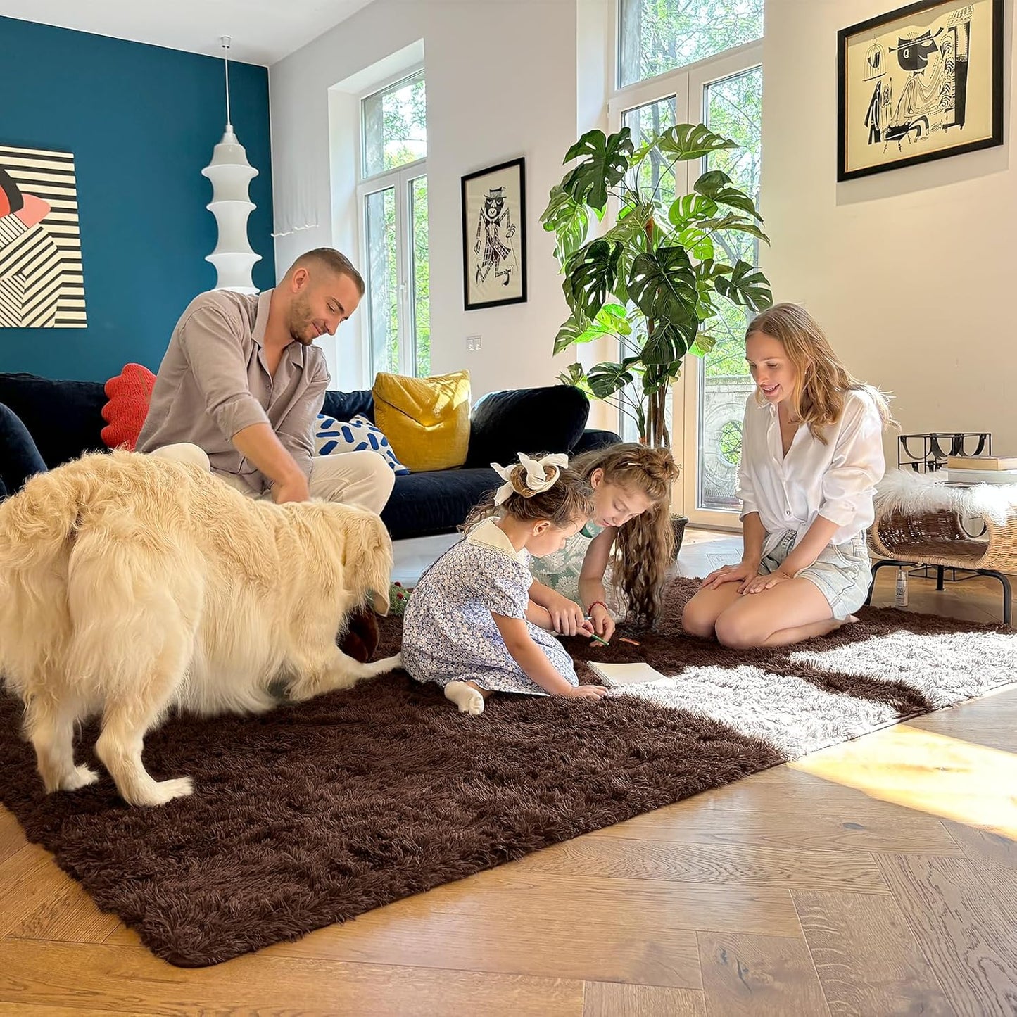 OLANLY Soft Fluffy Shaggy Small Rug - Machine Washable Indoor Carpet for Bedroom & Nursery | 2x2 ft