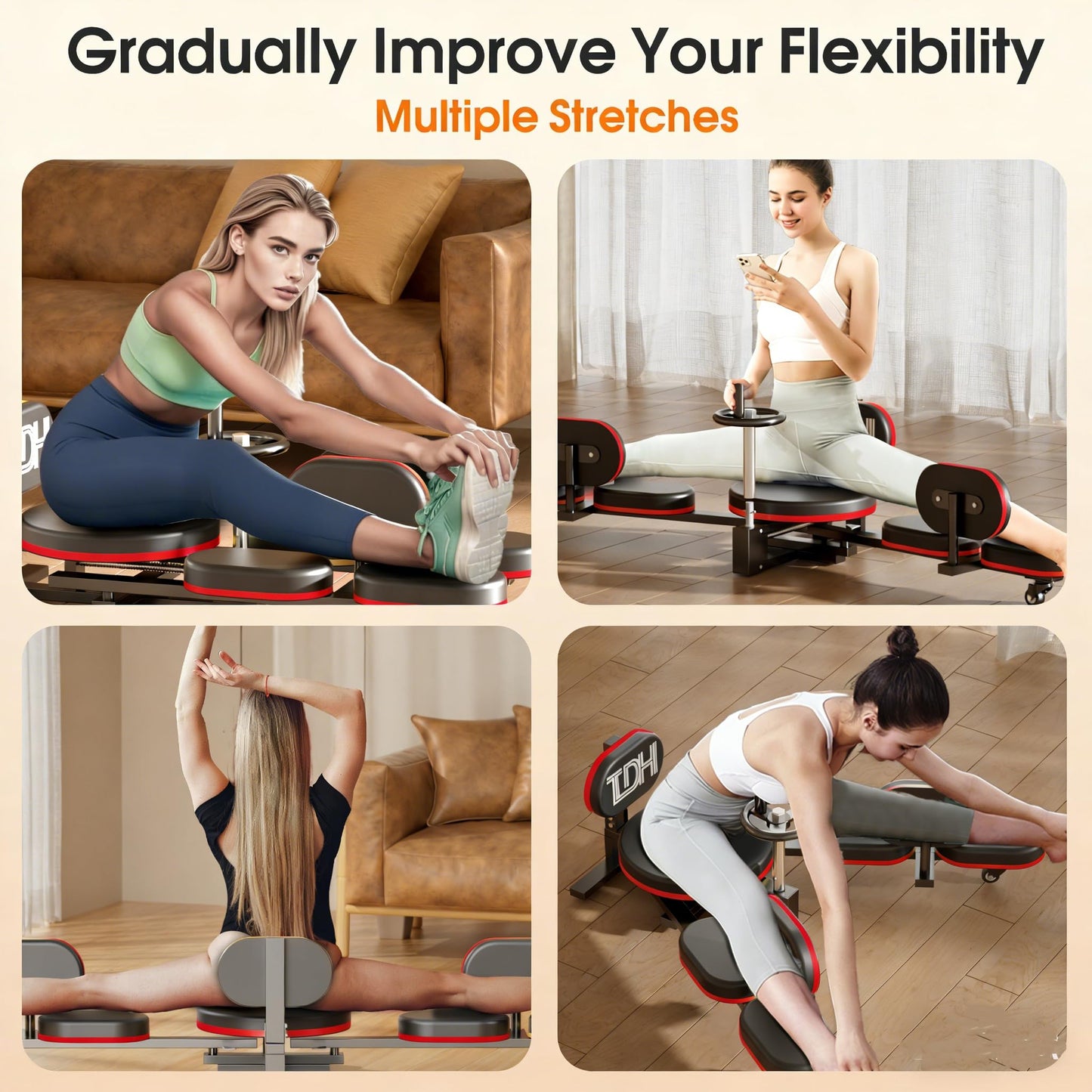TDH Leg Stretcher, 220LBS Stretcher Machine,200° Adjustable Split Machine, Flexibility Stretching Equipment to Relieving Leg Muscl,Exercise for Everyone (Red)