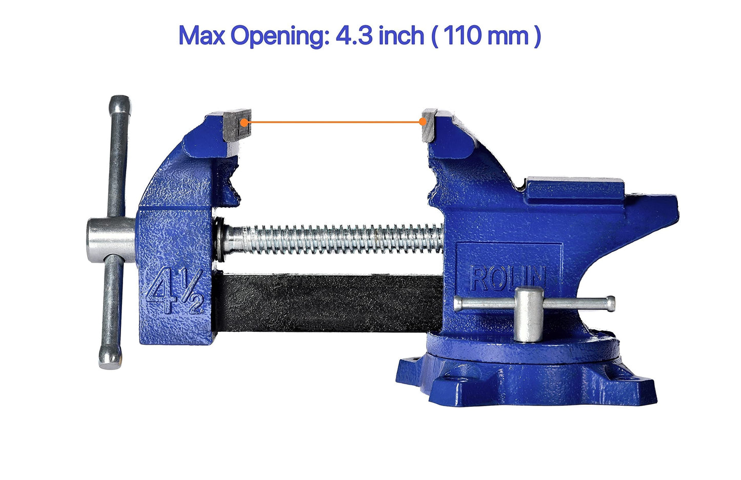 Rolin Vise Bench Vise 4-1/2 Inch With 240 Degree Swivel Base Clamp Tools Home Vises Rotation Base