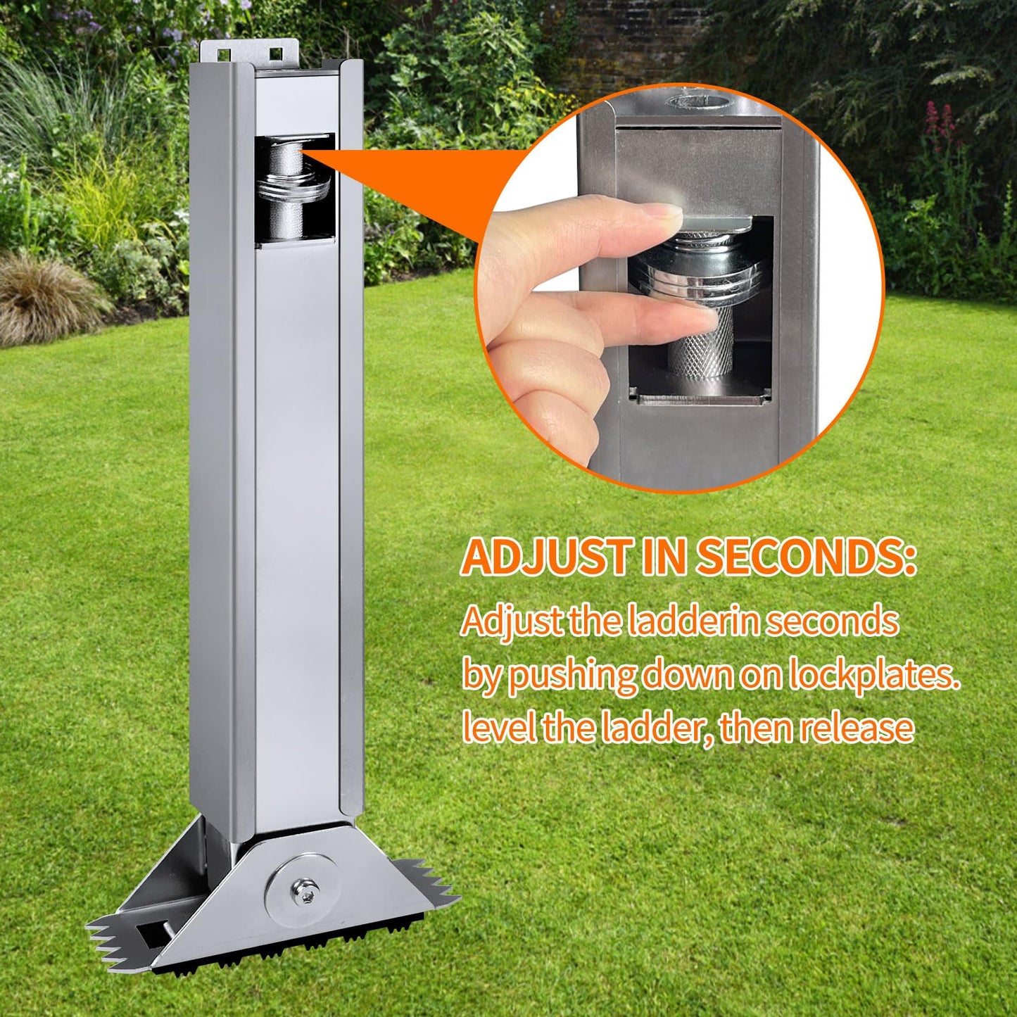 Ladder Leveler for Extension Ladder, Adjustable Extension Ladder Stabilizer Leg Ground Leveler, with Anti-Slip Pattern Steel Pole,Ladder Levelers for Extension Ladders(1 Piece)