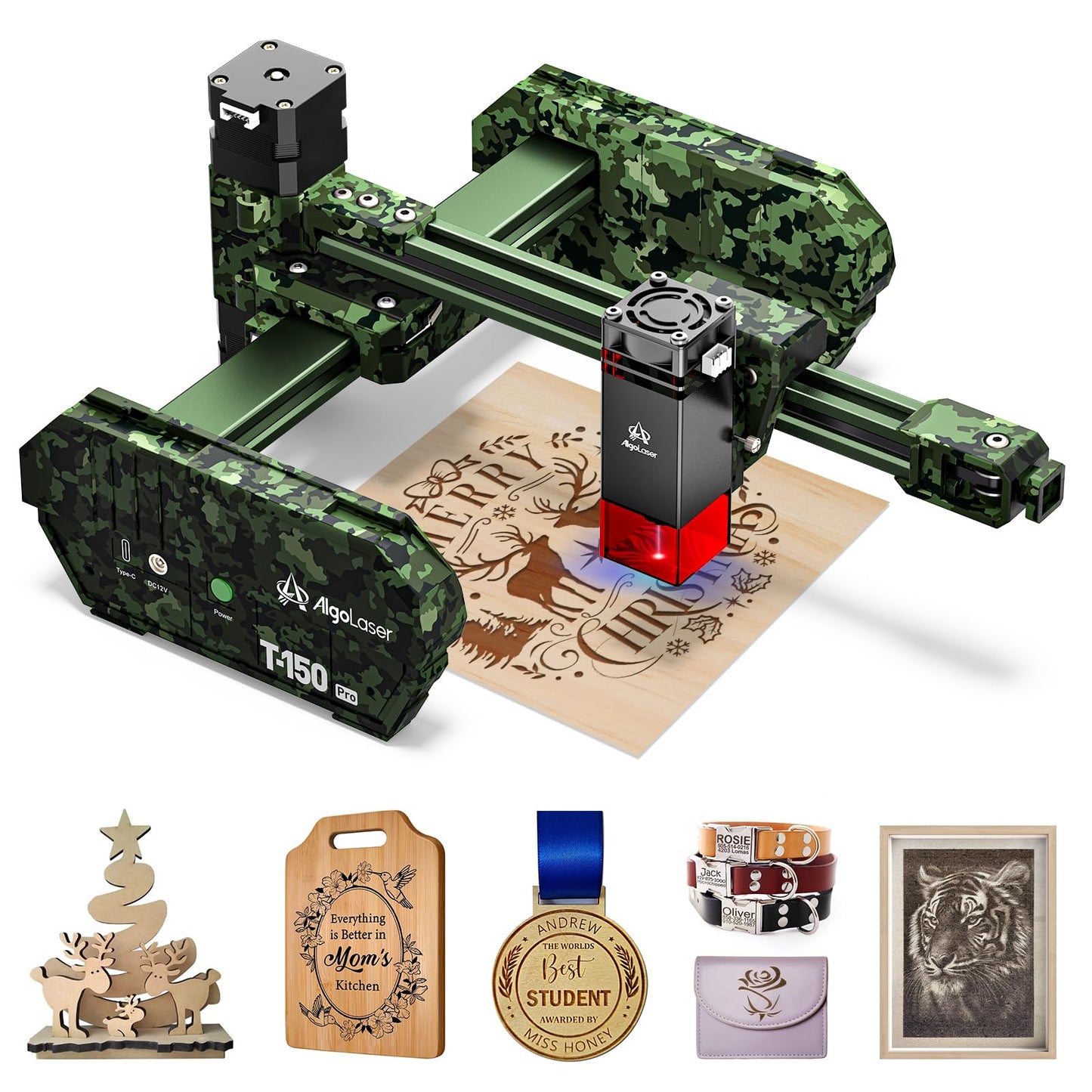 AlgoLaser 3W Mini Laser Engraver Machine - Portable Laser Engraver for Beginner & DIY, Tank-Style Design 8000mm/min High Speed & 150x150mm Engraving Area & Tilt Detection, 3000mW