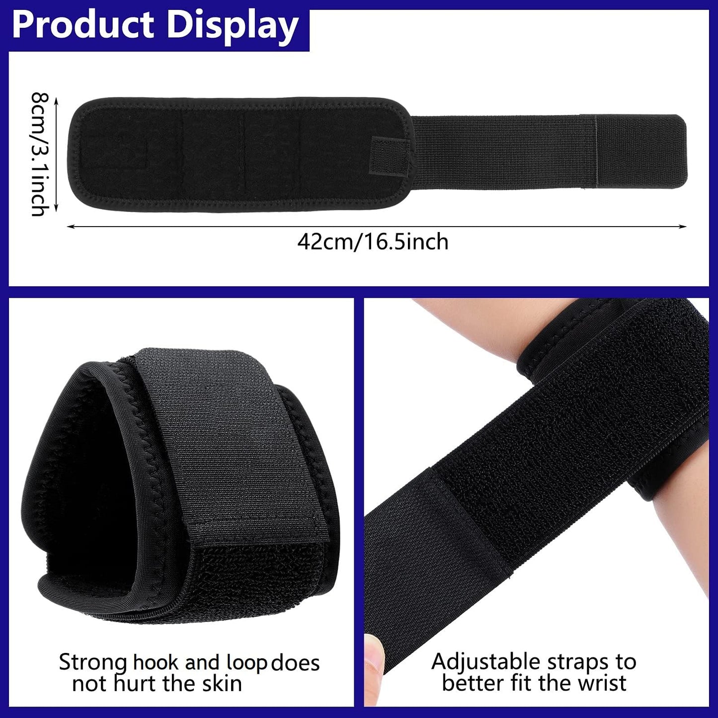 Threan 4 Pcs Wrist Brace for Lifting Carpal Tunnel Wrist Brace for Work Adjustable Hand Support Right and Left Hands Guard for Men Women(Black)