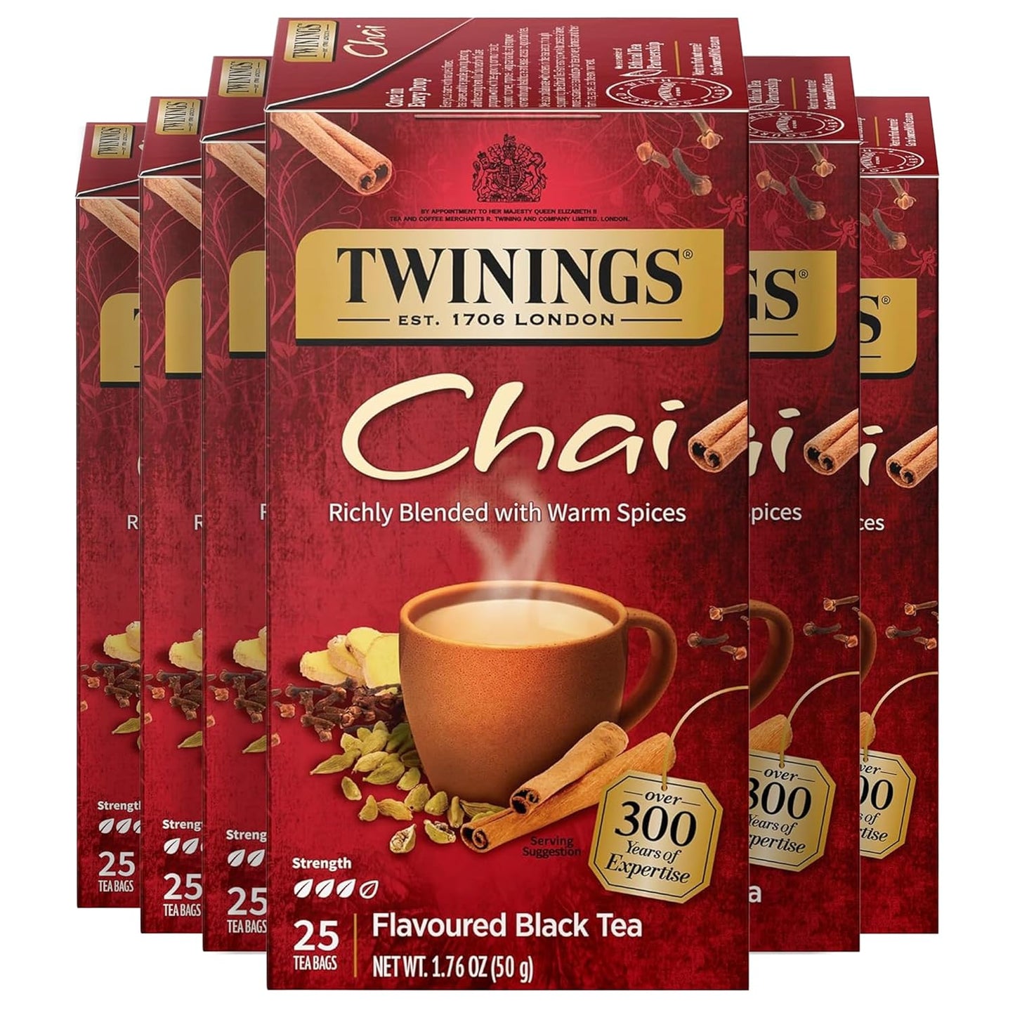 Twinings Chai Black Tea - Individually Wrapped Bags, Sweet & Savory Spices, 150 Count
