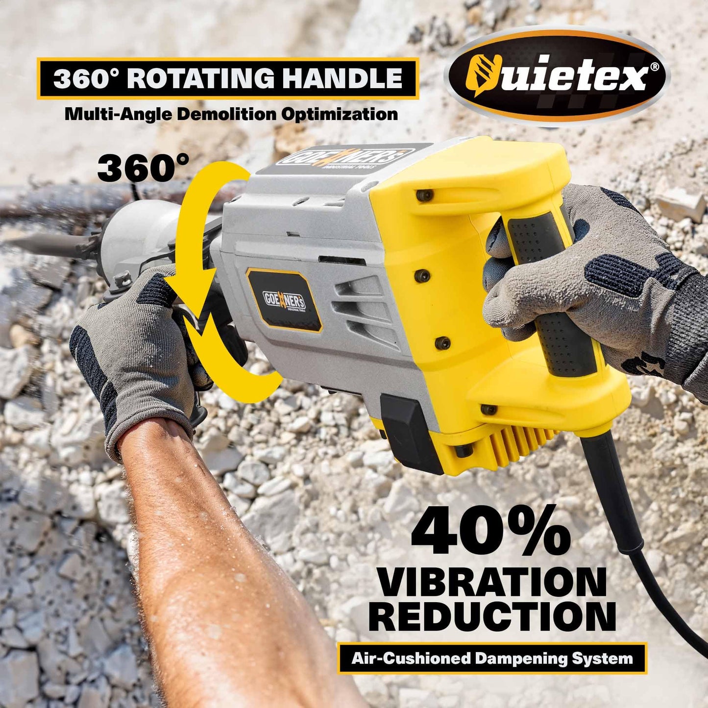 Demolition Jack Hammer Drill, MAX 3500W Jack Hammer Concrete Breaker 1900 BPM Heavy Duty Electric Jack Hammer, 60J Hammer Drill Chisel for Trenching and Breaking Holes