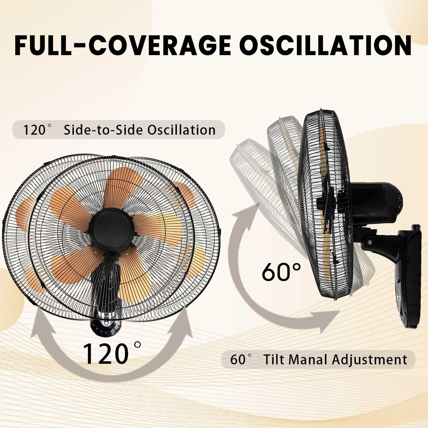 20 Inch Wall Mount Fan with Remote 2 Pack, 3-speed Wall Oscillating Fan with 5 Blades, Adjustable Tilt and Timing, High Velocity Wall Mounted Fans for Bedroom, Gym, Office, Warehouse, Garage