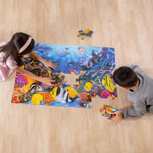 Melissa & Doug Jumbo Underwater Ocean Floor Puzzle - 48 Pieces | Educational Activity for Kids Ages 3+ (2 x 3 Feet)