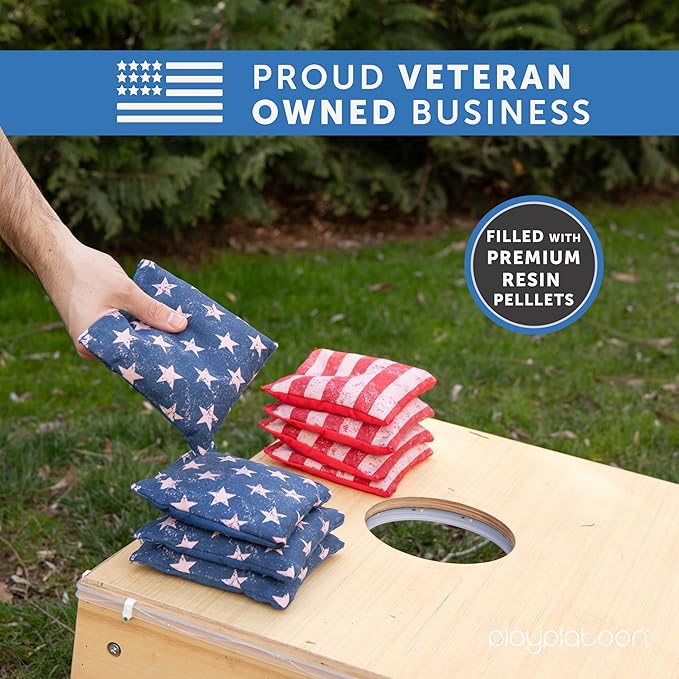 Professional Cornhole Bags - Set of 8 Regulation All Weather Double Sided - Sticky Side/Slick Side Bean Bags for Pro Corn Hole Game