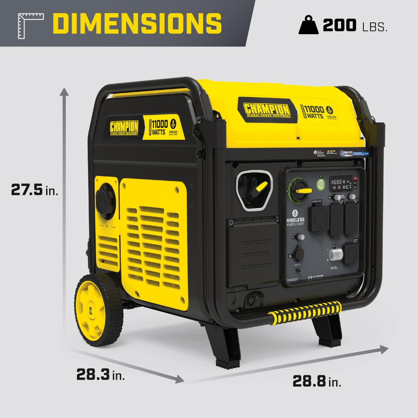 Champion Power Equipment 11,000-Watt Wireless Remote Start Home Backup Portable Inverter Generator with Quiet Technology and Free 3-Year Warranty