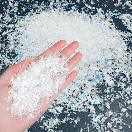 Jylucky Artificial Snow Decoration - Sparkling White Craft Snowflakes for Holiday Displays | 12.5 Ounces