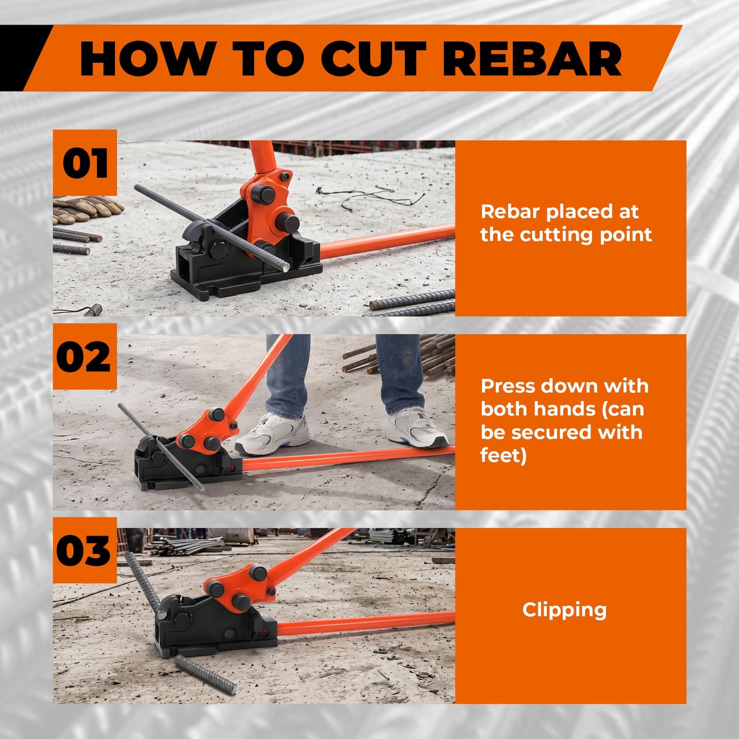 2 in 1 Rebar Bender & Cutter Metal Bending Tool Manual Rod Bender Easy Rebar Cutter & Bender Bending Machine for Rebar up to 5/8"