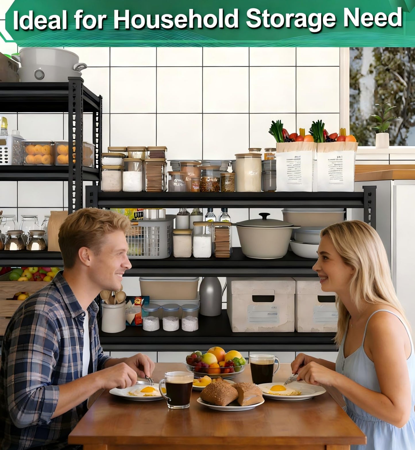 SUPPNEED Metal Storage Garage Shelving: 48'' Wide 1,500Lbs Freestanding Utility Shelves, Adjustable Heavy Duty Rack Units 3 Tier Black 48" W x 16" D x 36" H