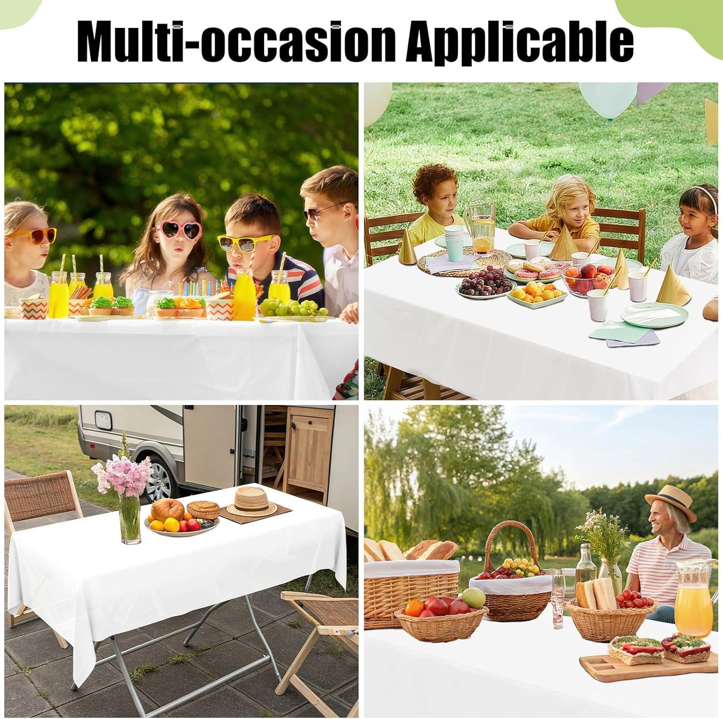 Smiry Disposable Table Cloth - Waterproof 54 x 108 Inch Rectangle Tablecovers | 12 Pack, Sturdy & Leakproof, White