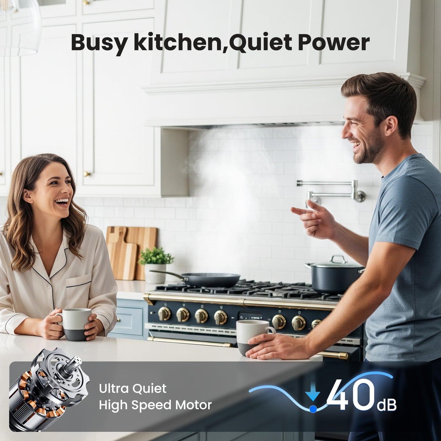 VIKIO HOME Range Hood Insert 36Inch,Built-in Kitchen Hood with 980 CFM, Ducted/Ductless Convertible Duct,Stainless Steel Kitchen Vent Hood/Gesture/Touch Control, 2 Pcs Baffle Filters with Handlebar