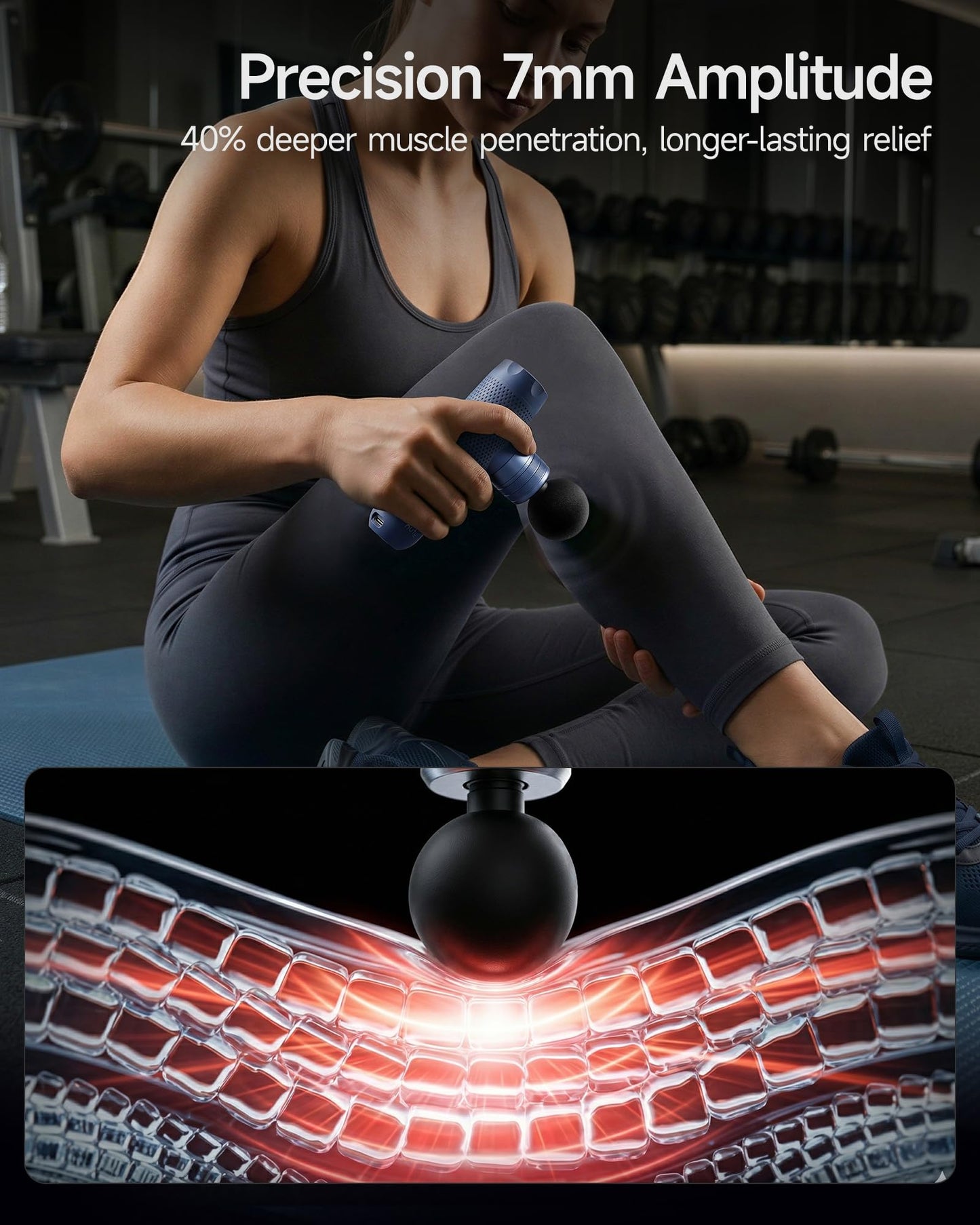 HYFUN N1 Super Mini Massage Gun, Ultra-Compact Deep Tissue Massage Gun, Portable Travel Handheld Massager, Men & Women Muscle Recovery, Percussion Massager Quiet for Home, Gym, Office, Blue