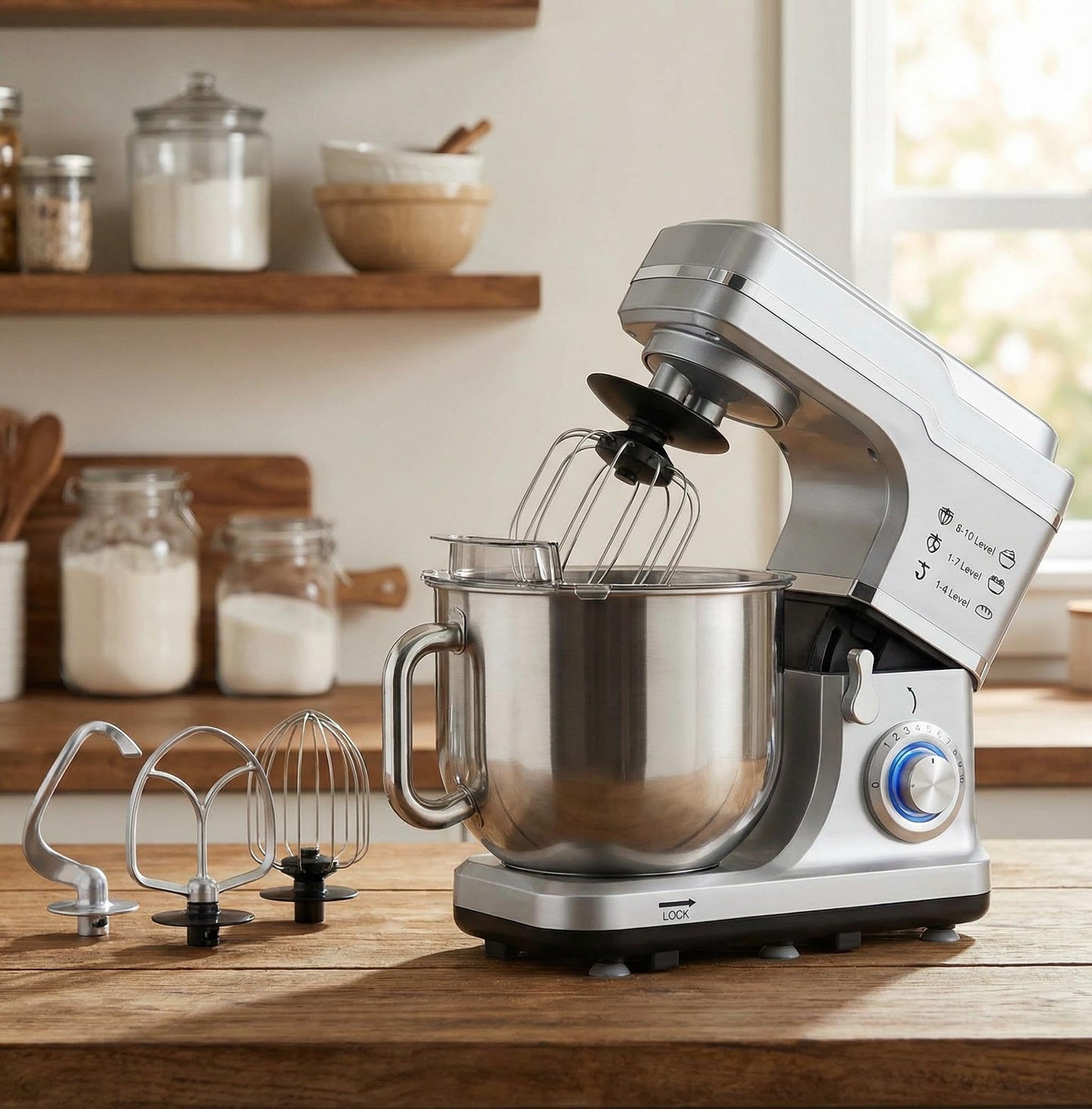 GarveeHome 7.5QT Stand Mixer, 10-Speed Tilt-Head Electric Food Mixer with Stainless Steel Bowl, 660W Motor, Dough Hook, Whisk & Beater, Compact Design for Home Baking,Silver