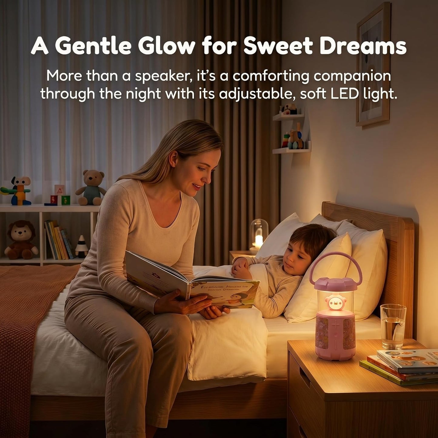 wocdwocd 45mm 16W, 3600mAh 20H IP45 Cute Cartoon Bluetooth Speaker with LED Night Light, Dual Stereo Rechargeable, Long