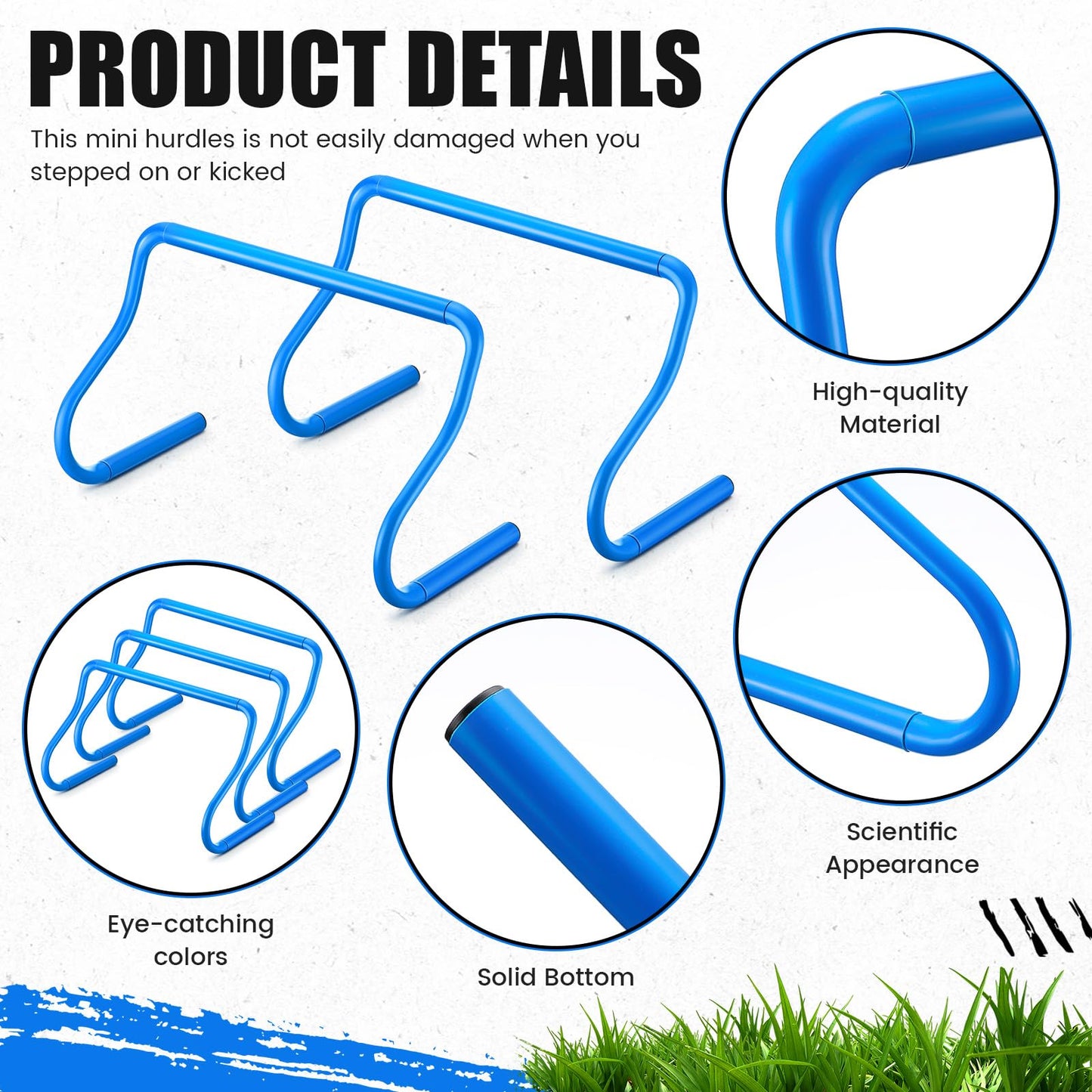 Seenelling 16 Pcs 12" Speed Agility Training Hurdles Large Size Detachable Agility Hurdles Hurdles Training Equipment Set for Athletes Soccer Basketball(Blue)