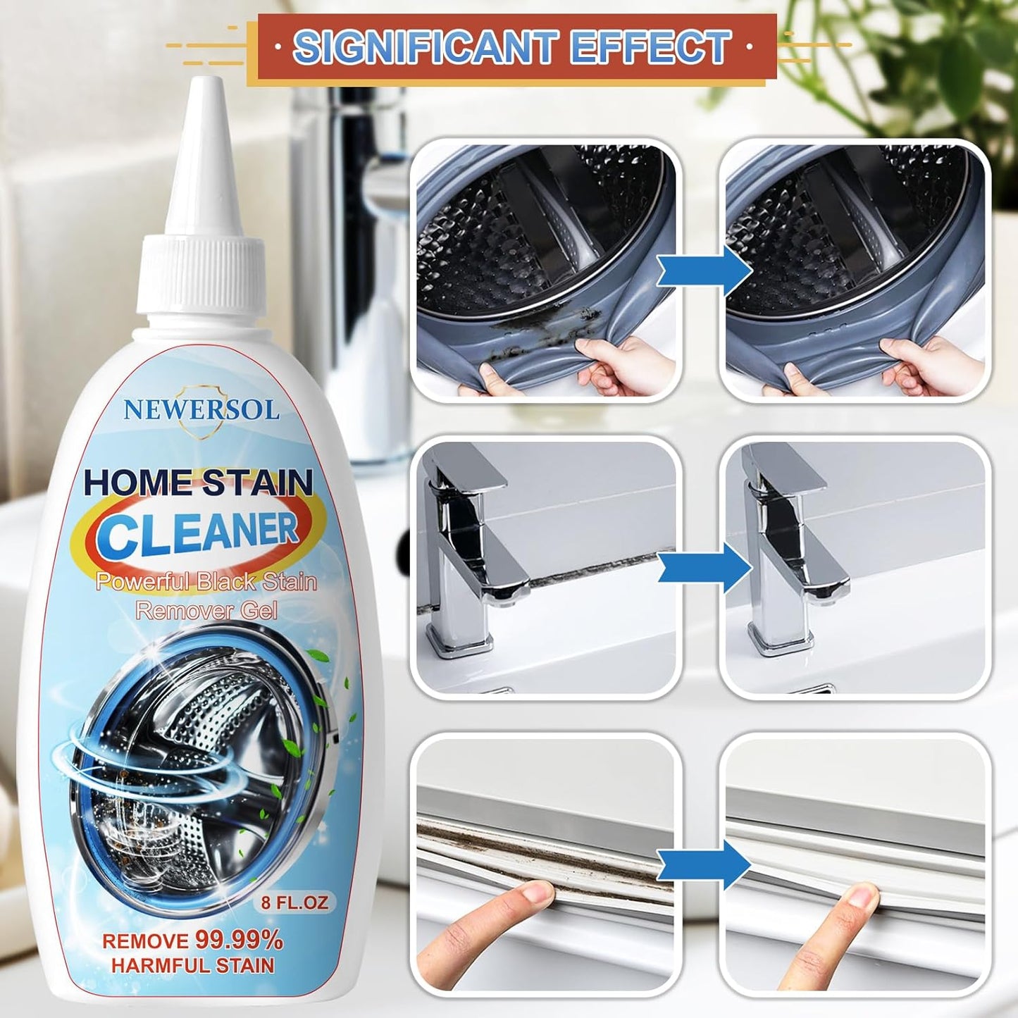 Skiennix Black Stain Remover Gel - Powerful Washing Machine & Grout Cleaner | 8 Fl Oz for Home Use