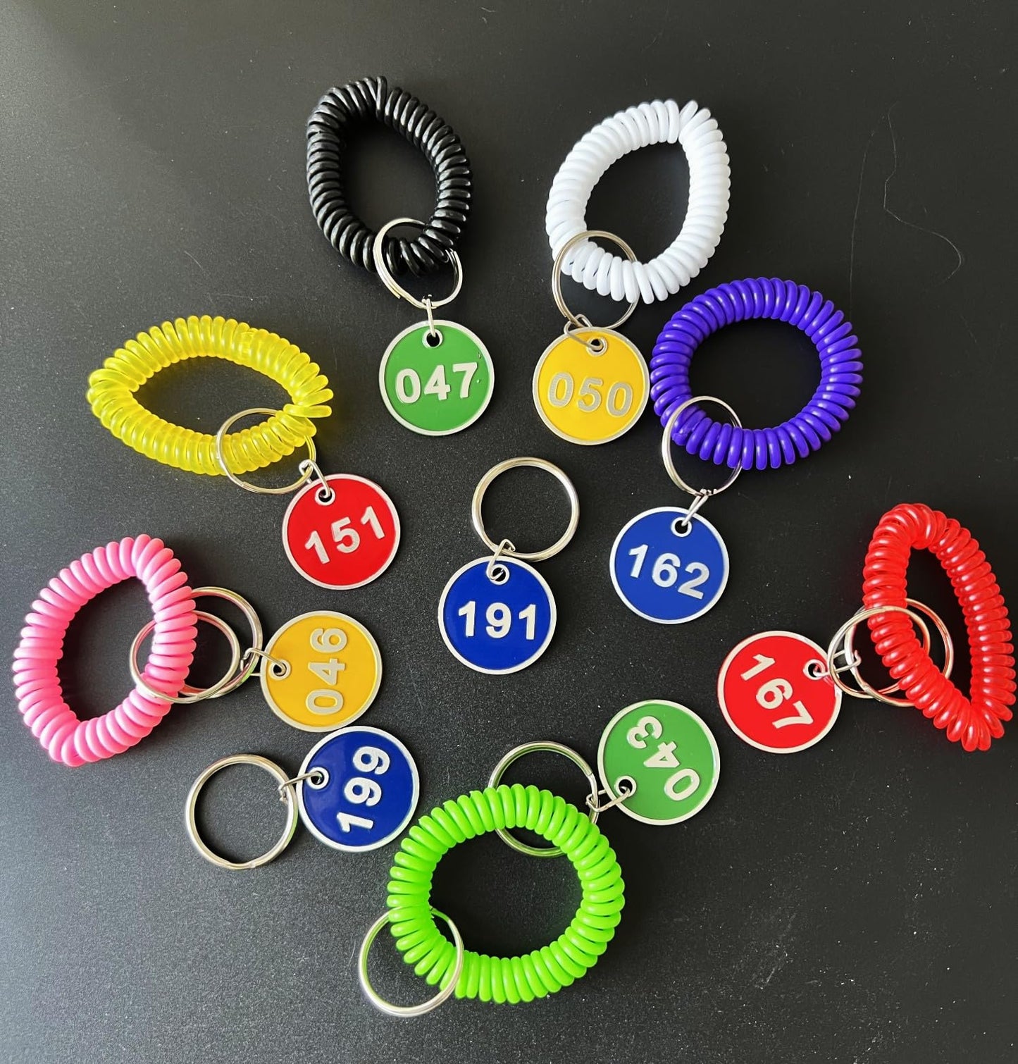 NumRealm Aluminum Alloy Metal Number Key Tag Set - Numbered ID Tags Key Chain with Rings - Blue 1 to 200