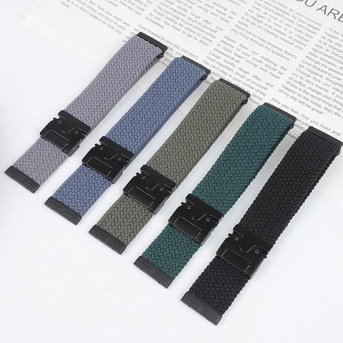 Braided Stretchy Band for Fitbit Versa 4/Versa 3/Sense 2/Sense Watch Band Women Men,Parachute-style Buckle Nylon Sport Wristband Soft Fabric Elastic Loop Strap Accessories for Versa 4/3