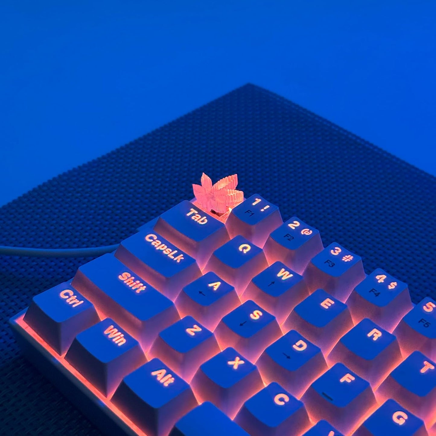 TRENDY WHIMSY Custom Mechanical Keyboard Keycaps Green Leaf Design , PBT Dye-Sub, Cherry MX Compatible, Unique Limited