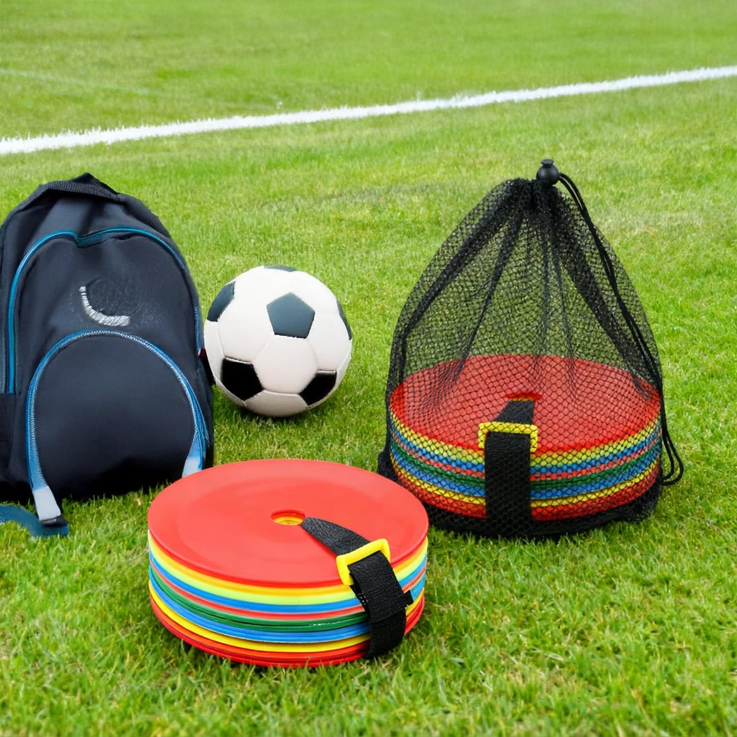Caeuiciw 50 Pcs 6 inch Flat Cones Spot Markers Non-Skid Floor Hole Soccer Cones Field Court Spot Markers Flat Discs Soccer Training Equipment for Football Sports Speed Agility Practice