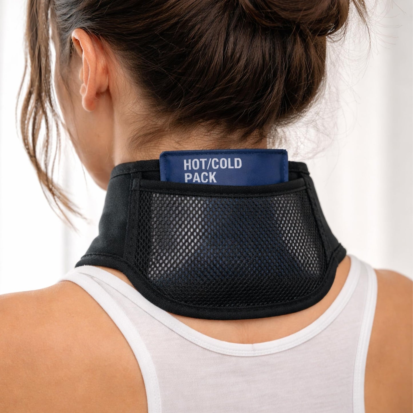 Neck Ice Pack Wrap Holder – Ice Pack Wrap for Neck, Flexible Ice Pack Strap with Mesh Pocket for Hot Cold Pack, Reusable Cold Compress & Heat Pack Wrap for Shoulder,Legs (Ice Pack Not Included)