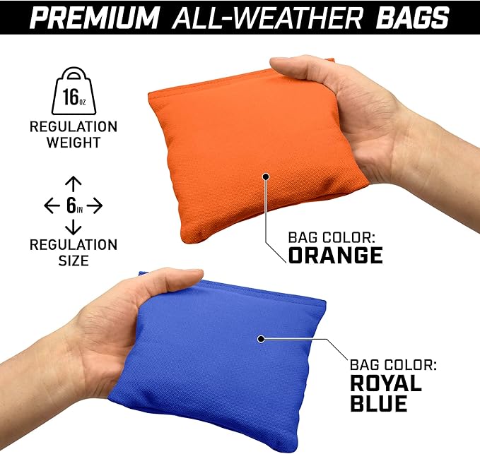 GoSports 4 ft x 2 ft Regulation Size Wooden Cornhole Boards Set - Includes Carrying Case and Bean Bags (Choose Your Colors) Over 100 Color Combinations