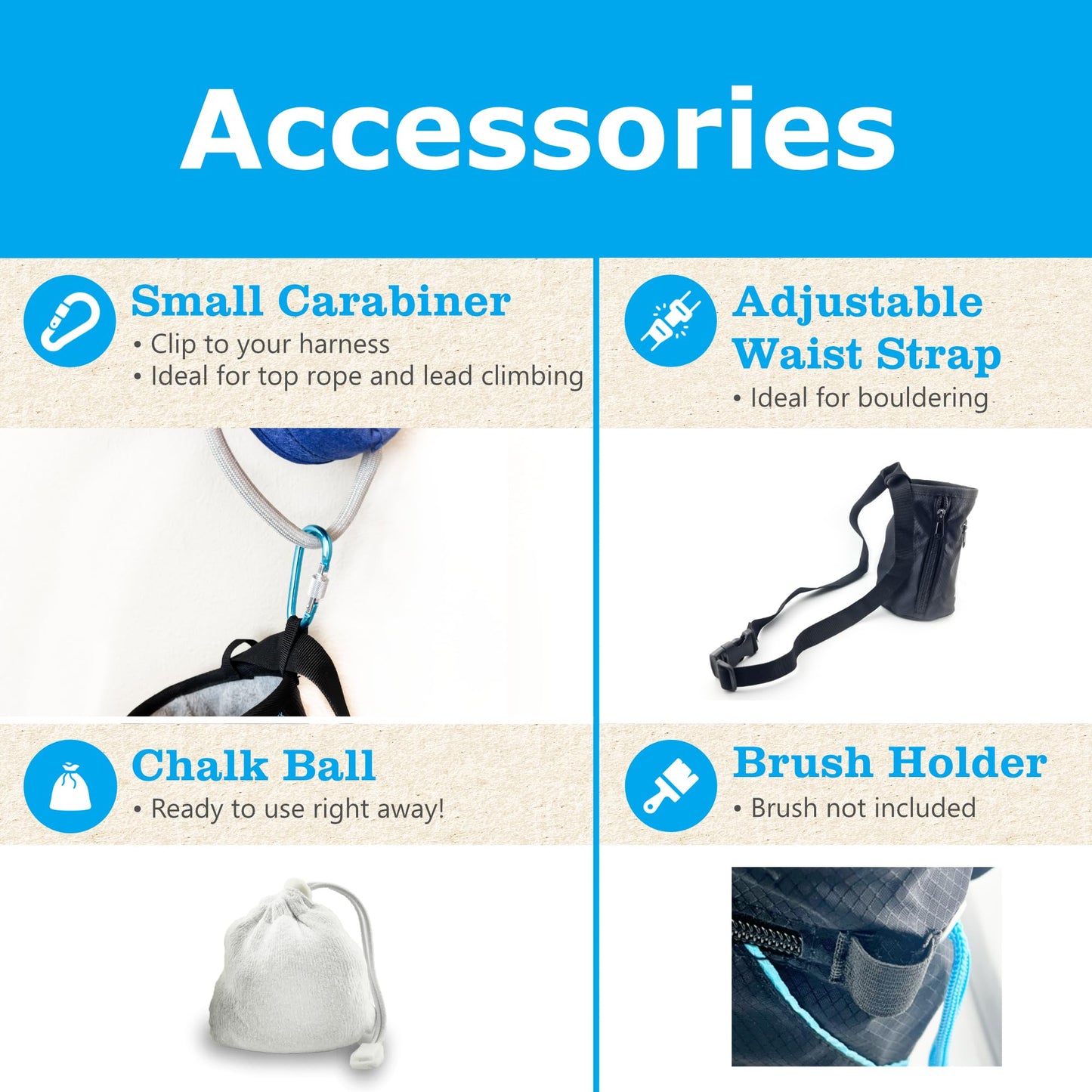Chalk Bag + Chalk Ball for Rock Climbing, Bouldering, Top Rope | Climb On (Bag + Refillable Ball)
