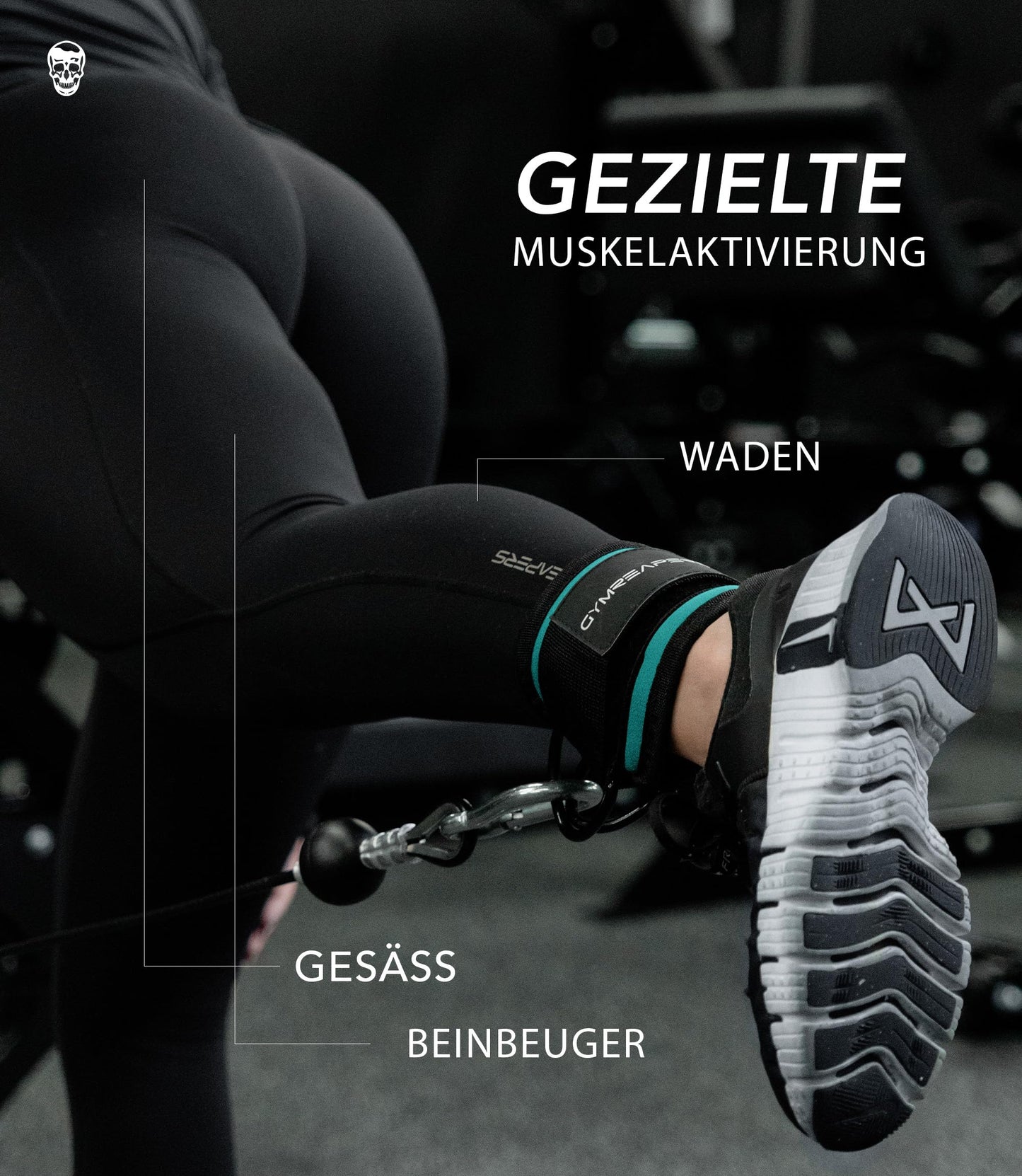 Gymreapers Ankle Straps (Pair) For Cable Machine Kickbacks, Glute Workouts, Lower Body Exercises - Adjustable Leg Straps with Neoprene Padding (Cyan, Pair)