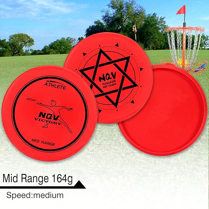 NQV Disc Golf Set with Backpack,Disc Golf Beginner Set,12 Pack Flying Discs with Putters Drivers Mid Ranges+1Green Disc Golf Bag Fluorescent Portable Outdoor Indoor