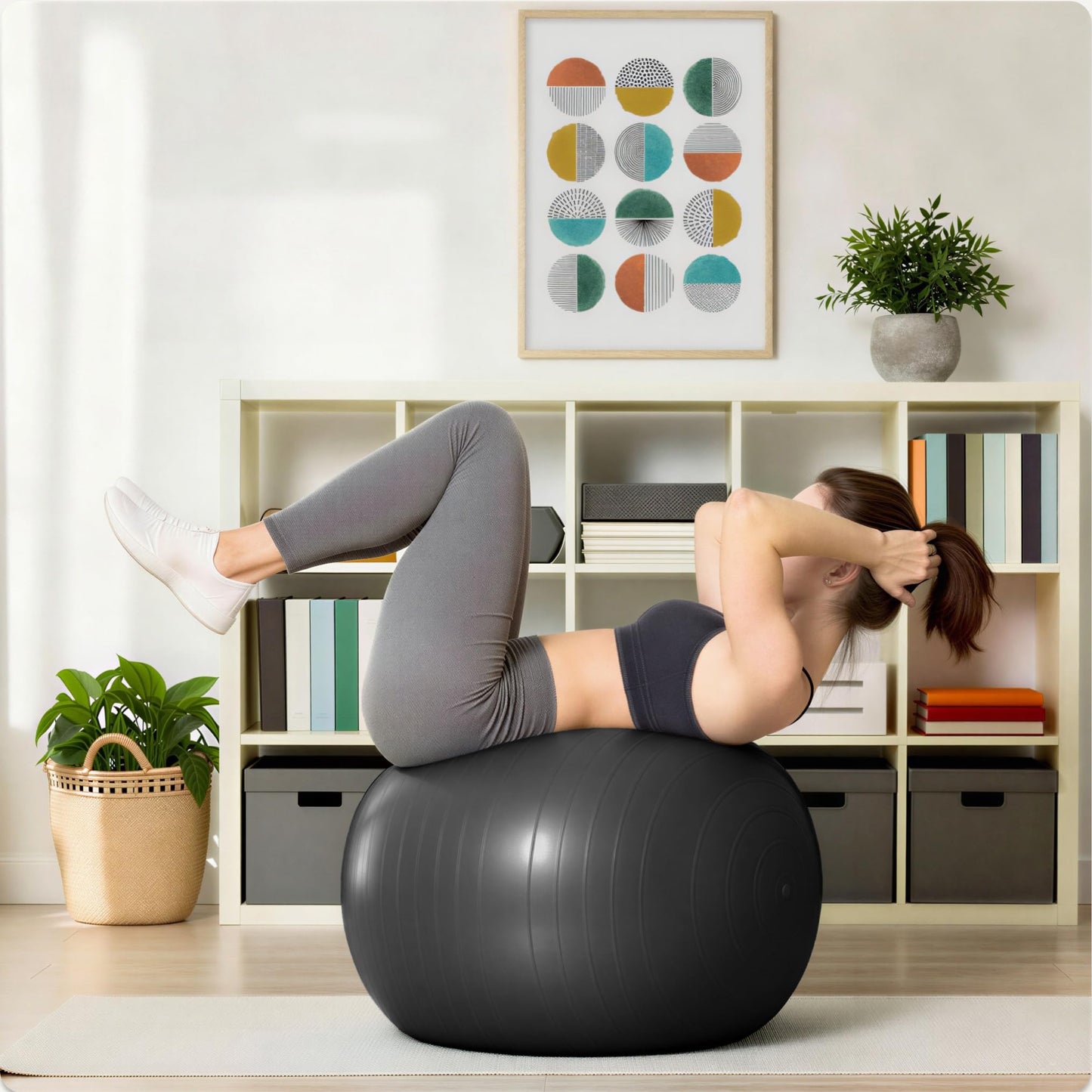 Amazon Basics Anti-Burst Exercise Ball with Pump for Yoga and Pilates, 23-26" Diameter, Black
