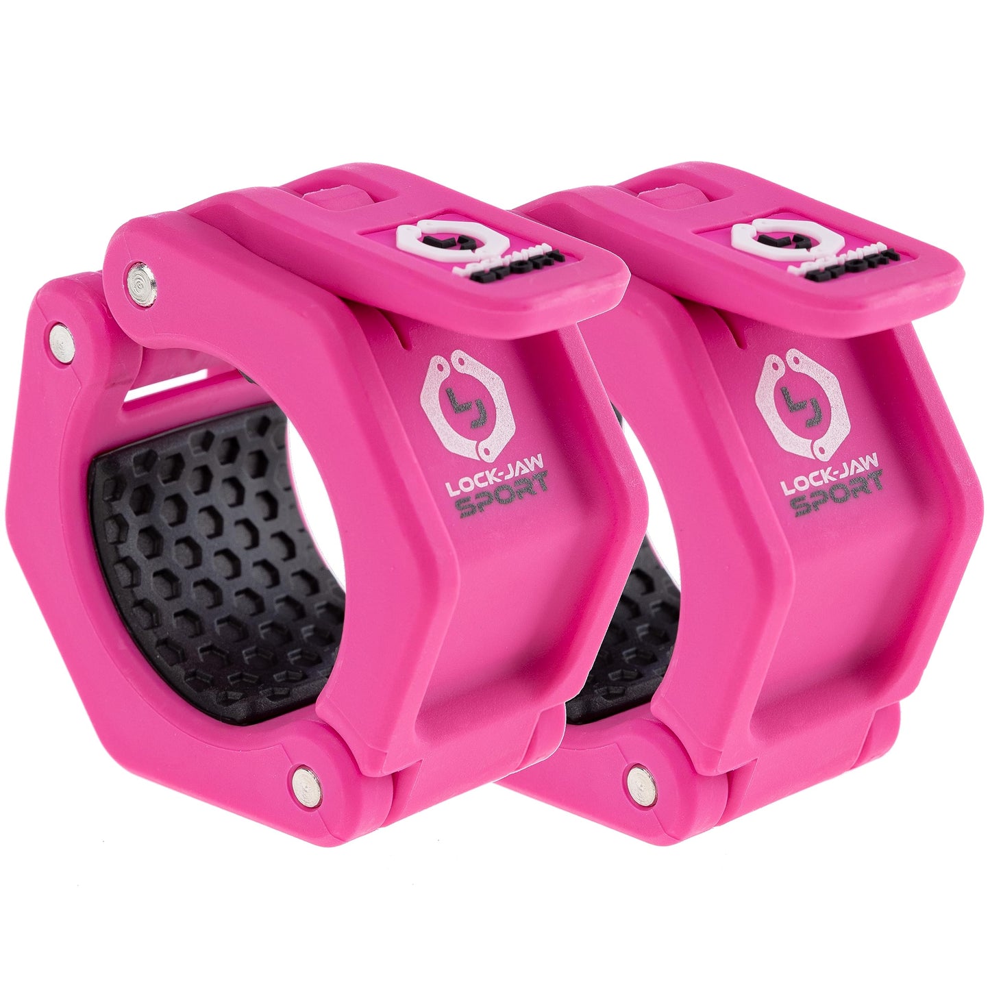 Lock-Jaw Barbell Collars Sport Olympic Barbell Clamps 2 Pcs – Heavy Duty Bar Clamps for 2” & 50mm Olympic Bars – Secure Weight Bar Clamps for Strength Training & Home Gym Accessories – Pink