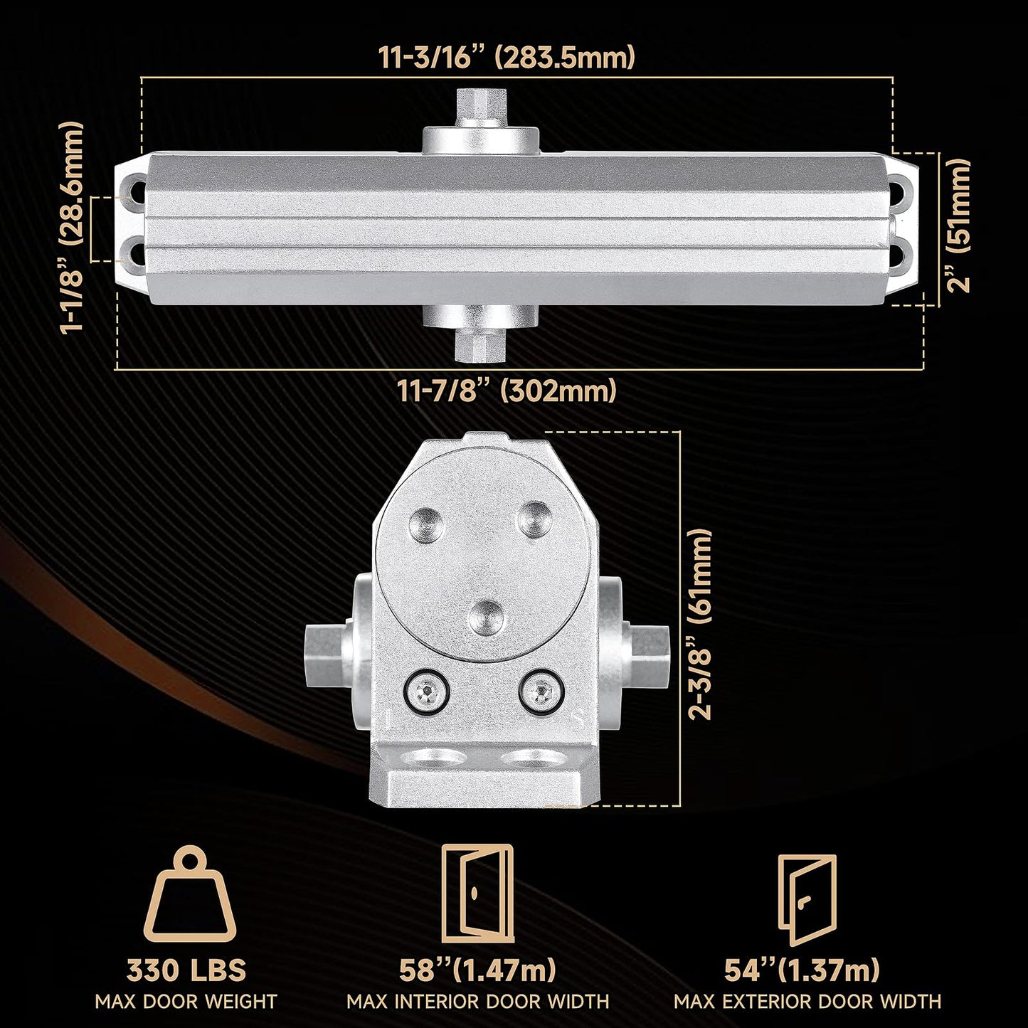 UL Grade 1 Commercial Adjustable Door Closer NEWBANG 9016BC