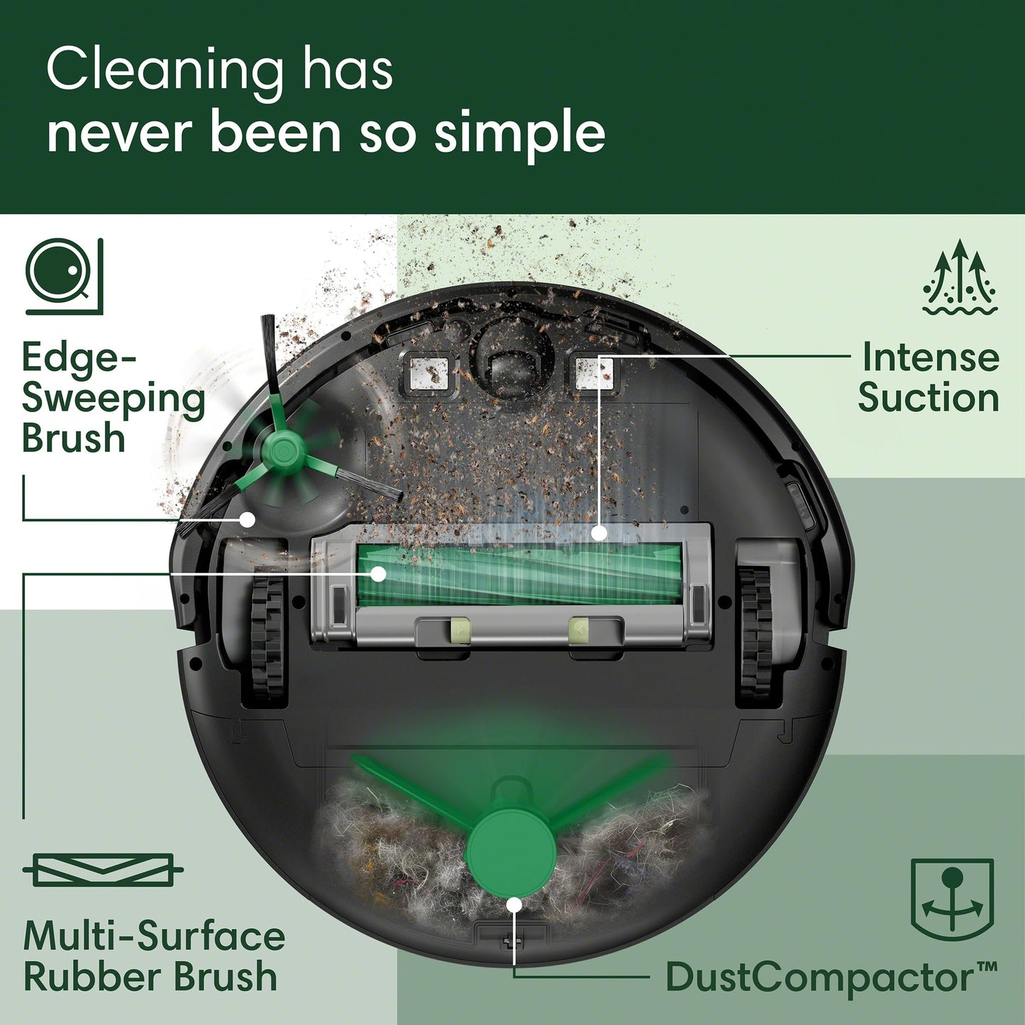 iRobot Roomba 205 DustCompactor Vac Robot Vacuum - Compacts Dirt Inside, No Emptying for 60 Days, Space Saving, No Dock Needed, Bagless, Intense Power-Lifting Suction, LiDAR Navigation, Multi-Surface
