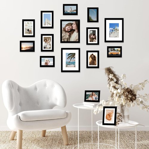 JCJMY Picture Frames Set - 15 Pack Collage Wall Decor for Family Photos | Multi Sizes in Black