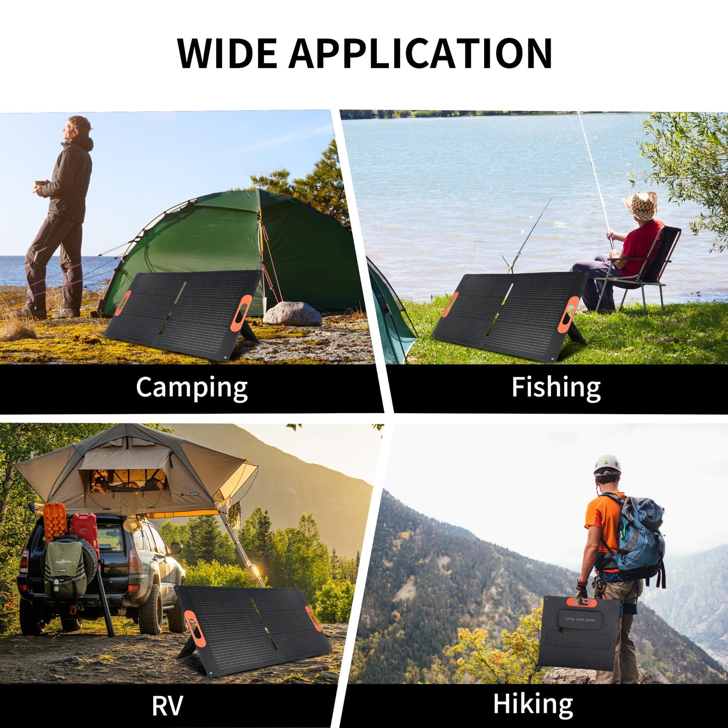 VLAIAN 100W Portable Solar Panel for Power Station Generator,100 Watt Foldable Solar Panel Charger with MC4 Output,3-in-1 DC Connector,23.5% High Efficiency for Outdoor Camping RV Travel(100W)
